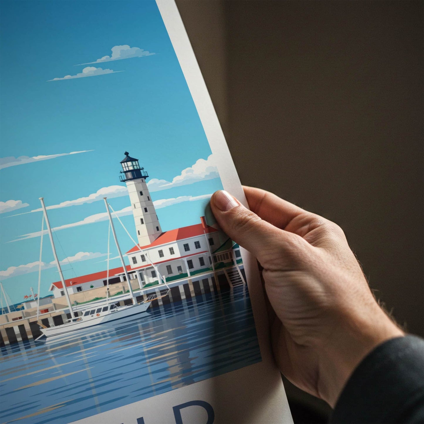 Fairfield Poster - Connecticut Art Print - Harbor Lighthouse Sailboats Wall Decor