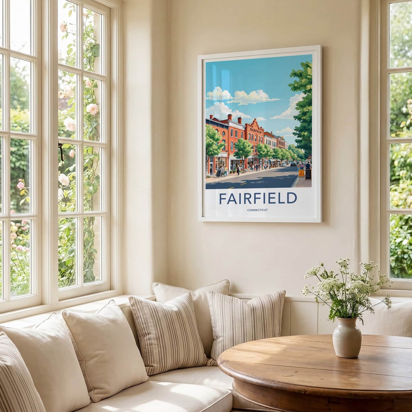 Fairfield Poster - Connecticut Travel Art - Historic Town Street Home Decor