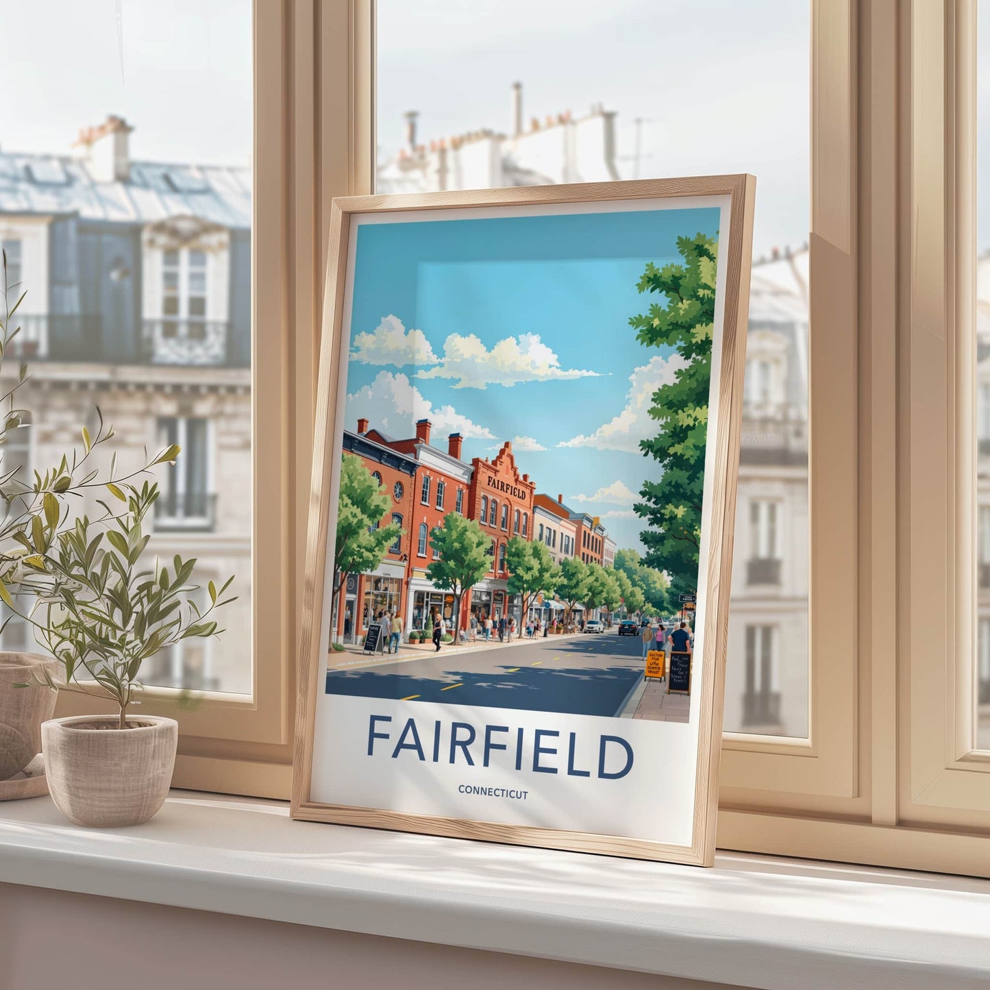 Fairfield Poster - Connecticut Travel Art - Historic Town Street Home Decor