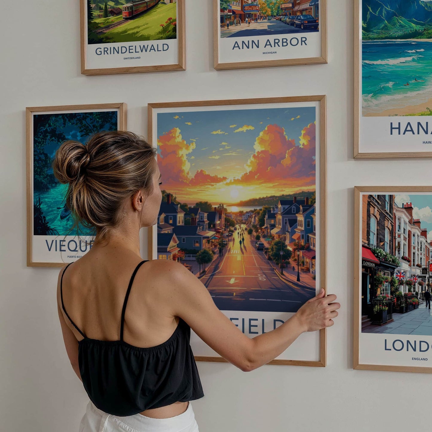 Fairfield Poster - Connecticut Travel Art - Vibrant Evening Street Home Decor