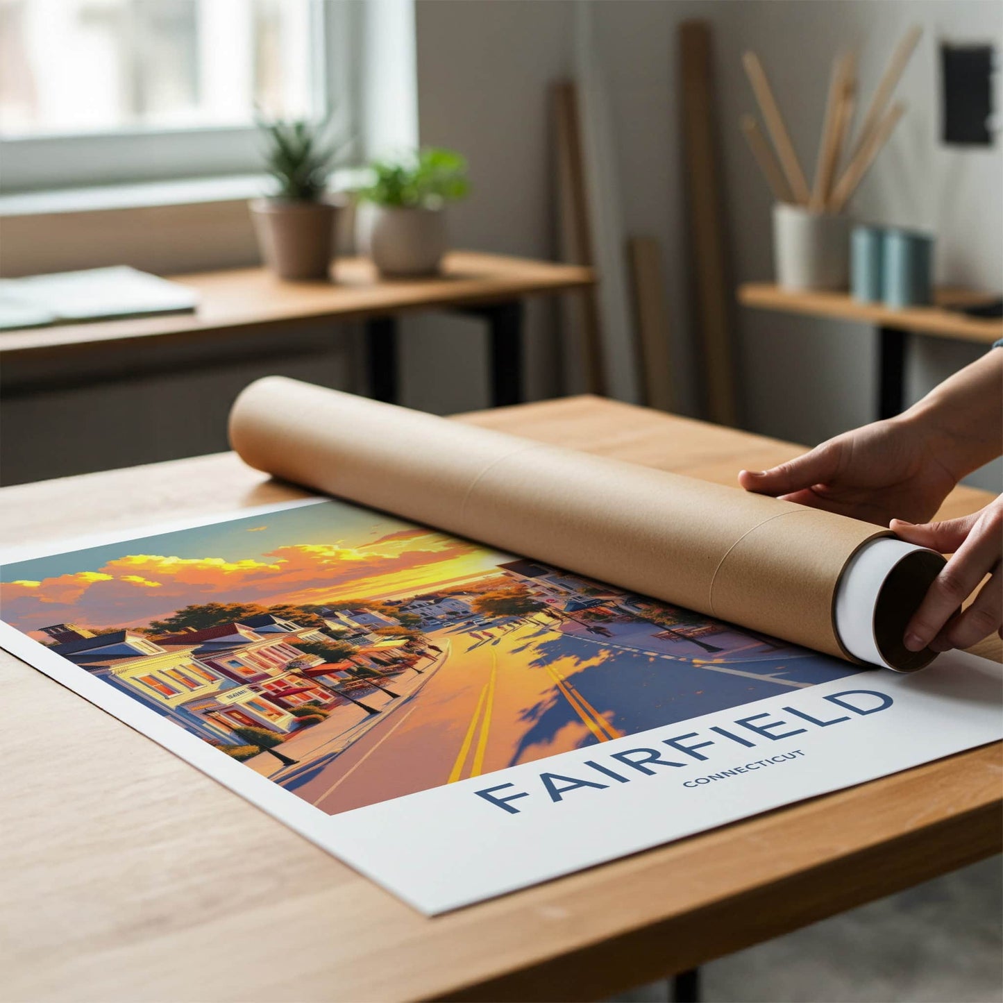 Fairfield Poster - Connecticut Wall Art - Golden Hour Street Home Decor