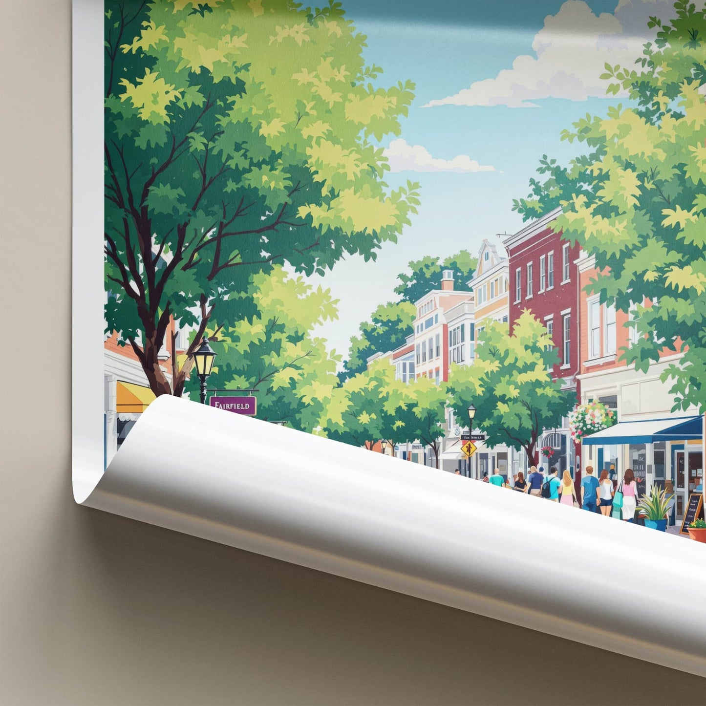 Fairfield Poster - Connecticut Wall Art - Lively Street Scene Home Decor