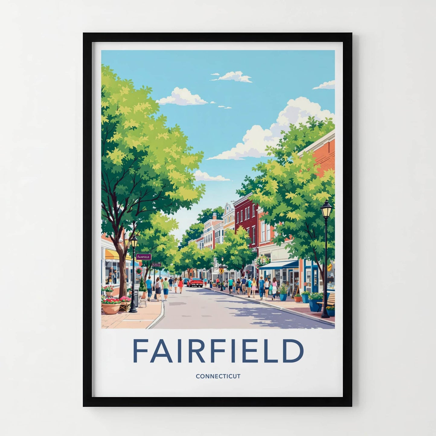 Fairfield Poster - Connecticut Wall Art - Lively Street Scene Home Decor