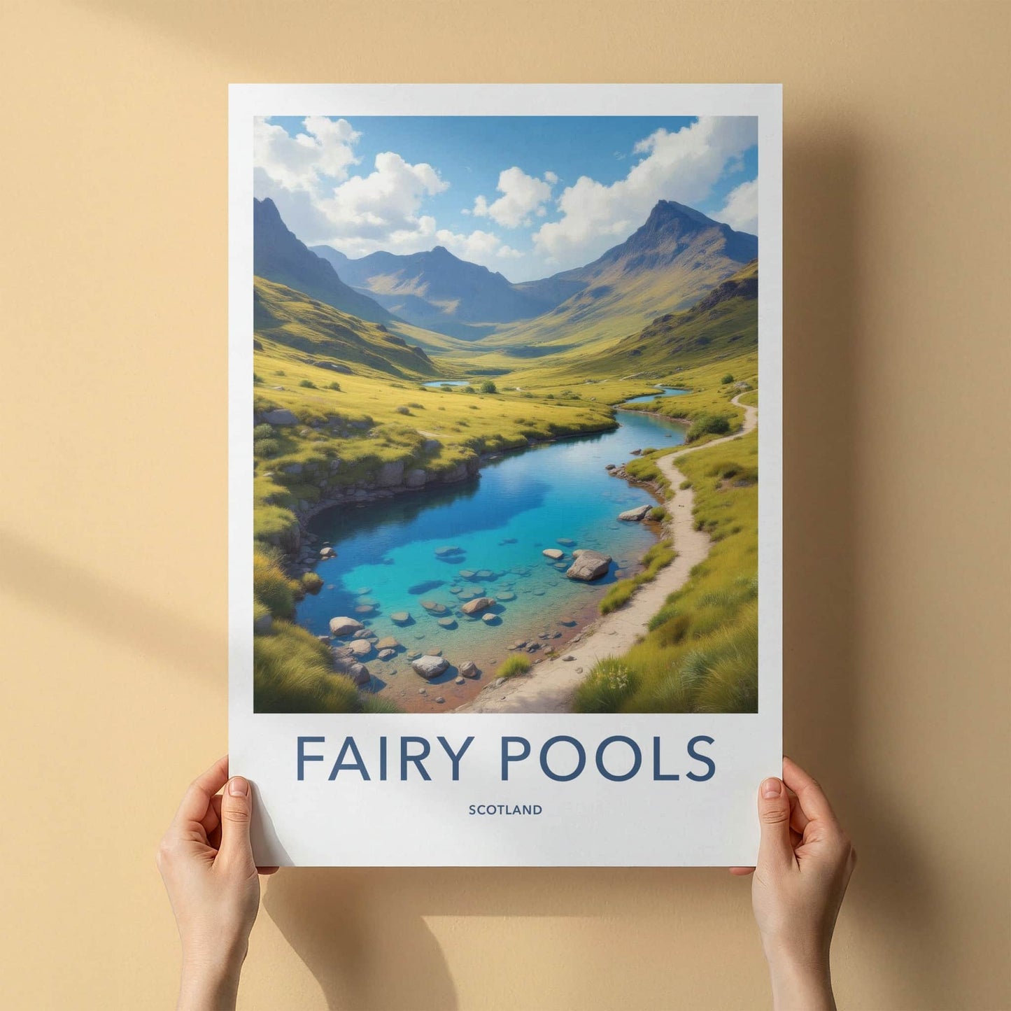 Fairy Pools Poster - Scotland Travel Art - Serene Mountain Valley Home Decor