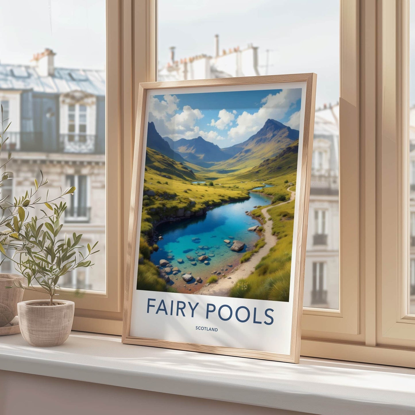 Fairy Pools Poster - Scotland Travel Art - Serene Mountain Valley Home Decor