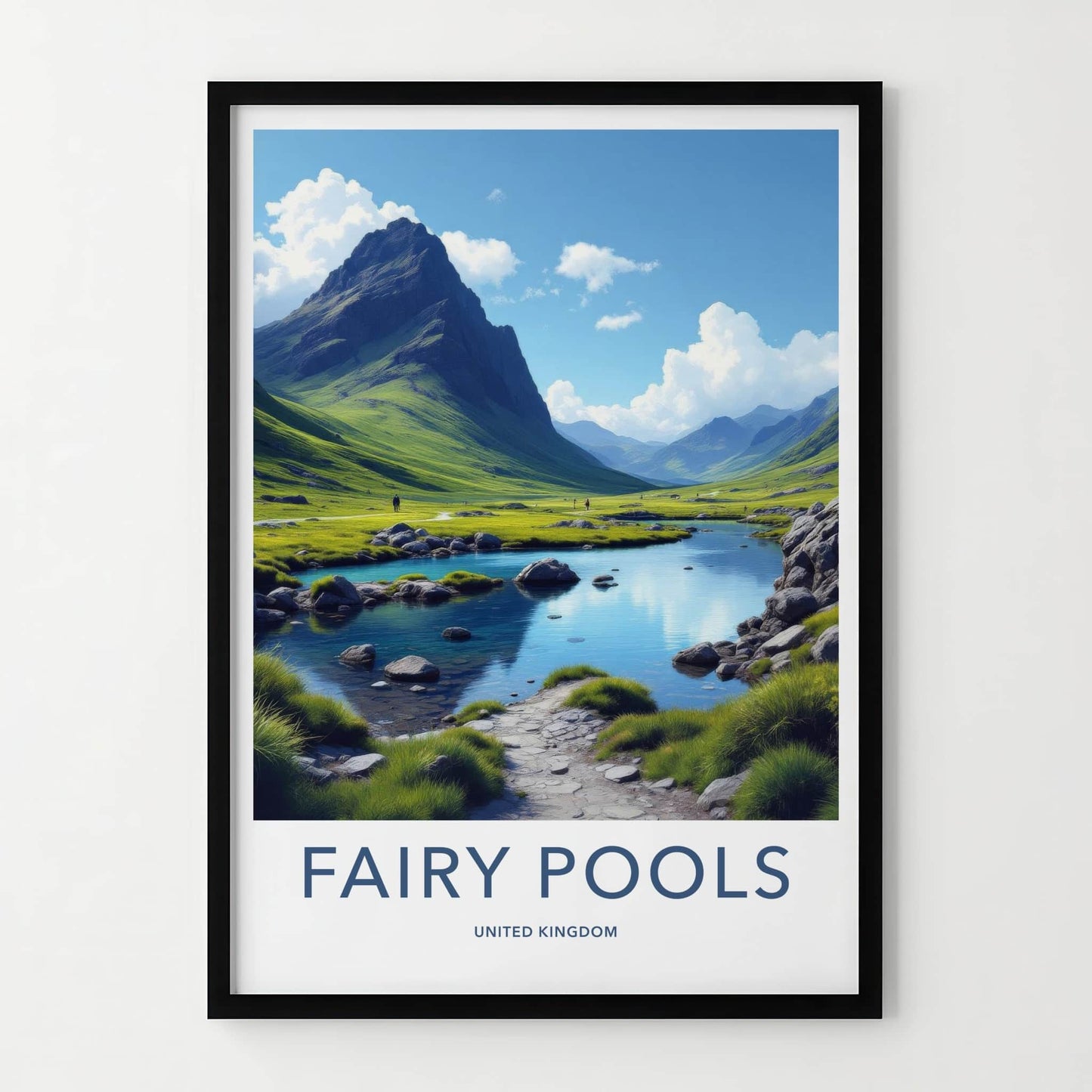 Fairy Pools Poster - United Kingdom Travel Art - Lush Mountain Valley Wall Decor