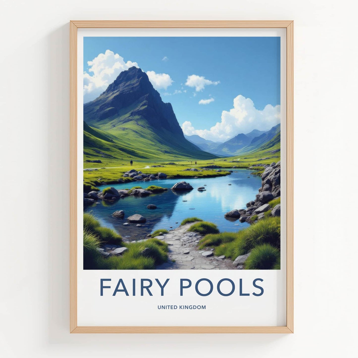 Fairy Pools Poster - United Kingdom Travel Art - Lush Mountain Valley Wall Decor