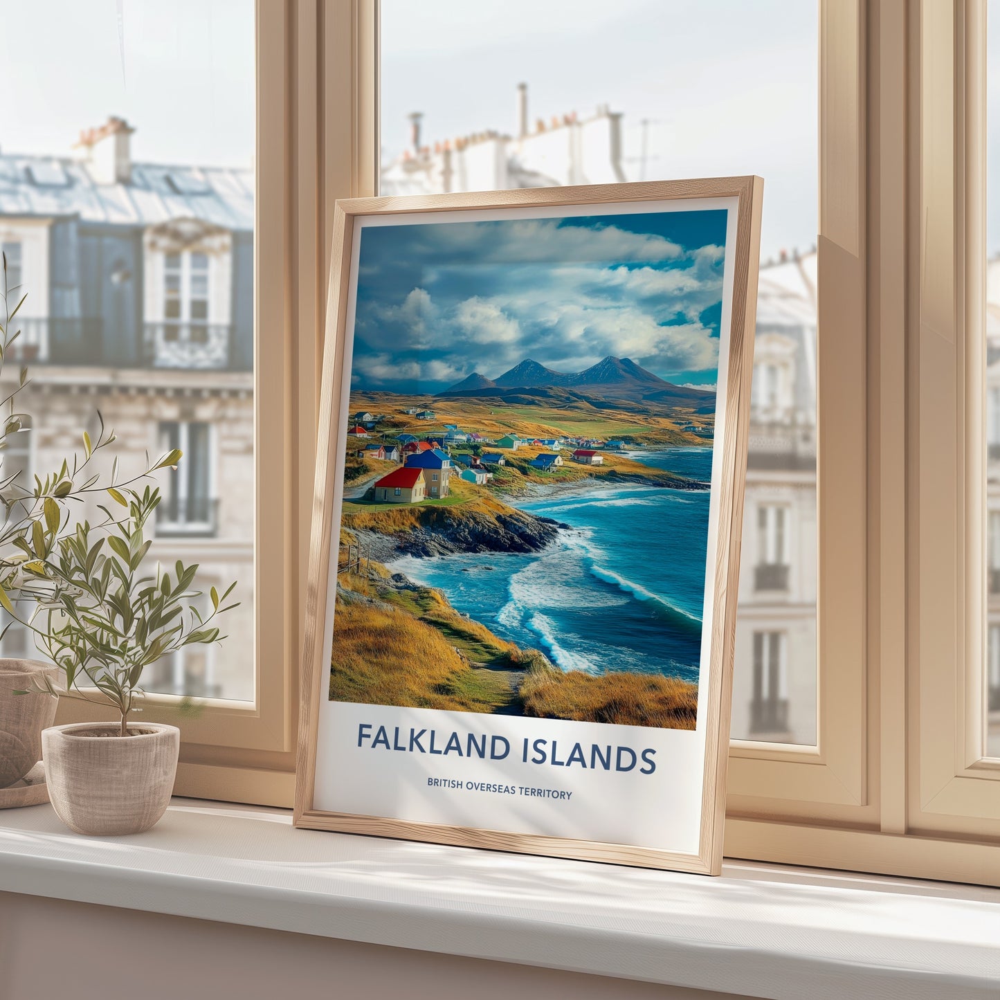 Falkland Islands Poster - Falkland Islands Travel Art - Colorful Coastal Village Home Decor