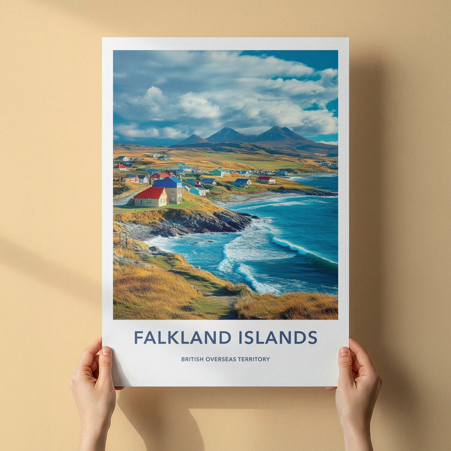 Falkland Islands Poster - Falkland Islands Travel Art - Colorful Coastal Village Home Decor