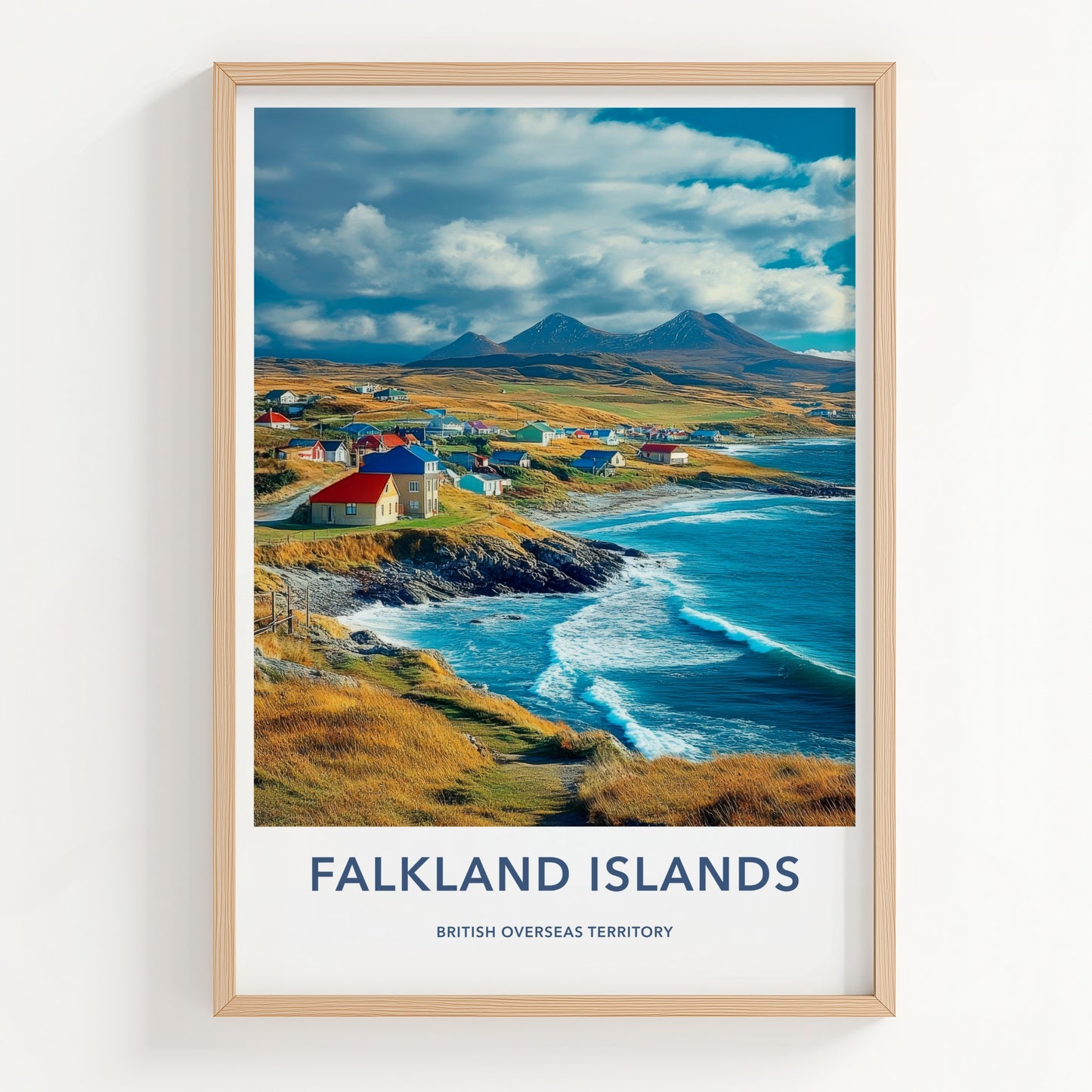 Falkland Islands Poster - Falkland Islands Travel Art - Colorful Coastal Village Home Decor
