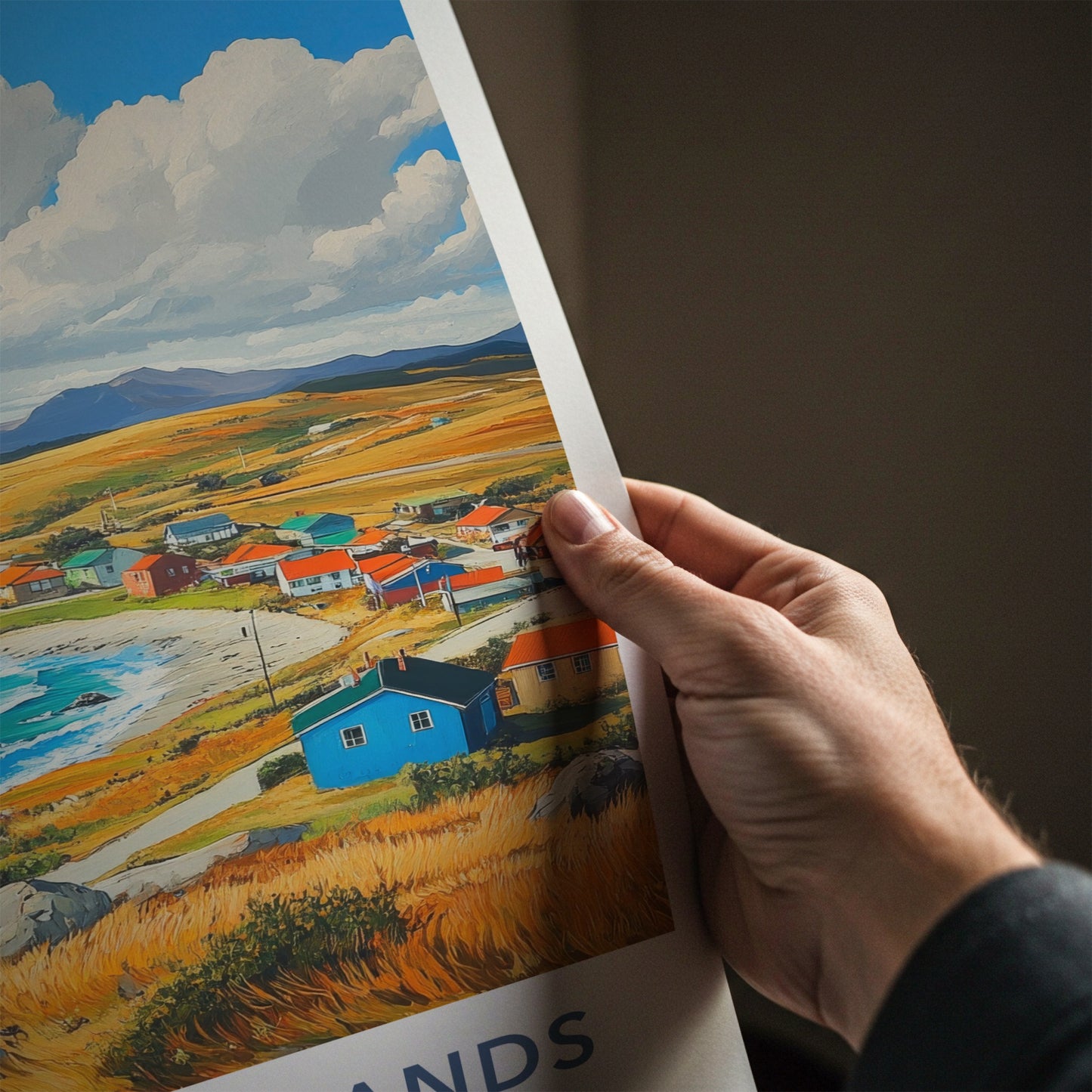Falkland Islands Poster - Falkland Islands Travel Art - Vibrant coastal village Home Decor