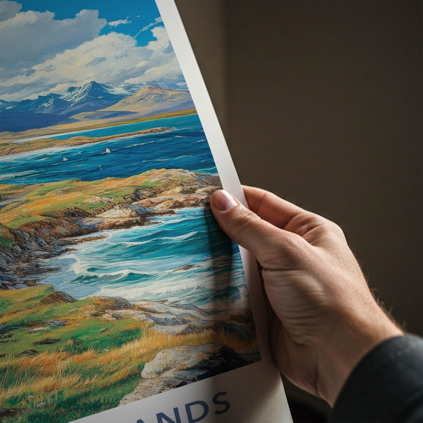 Falkland Islands Poster - Falkland Islands Wall Art - Clifftop Village View Gift