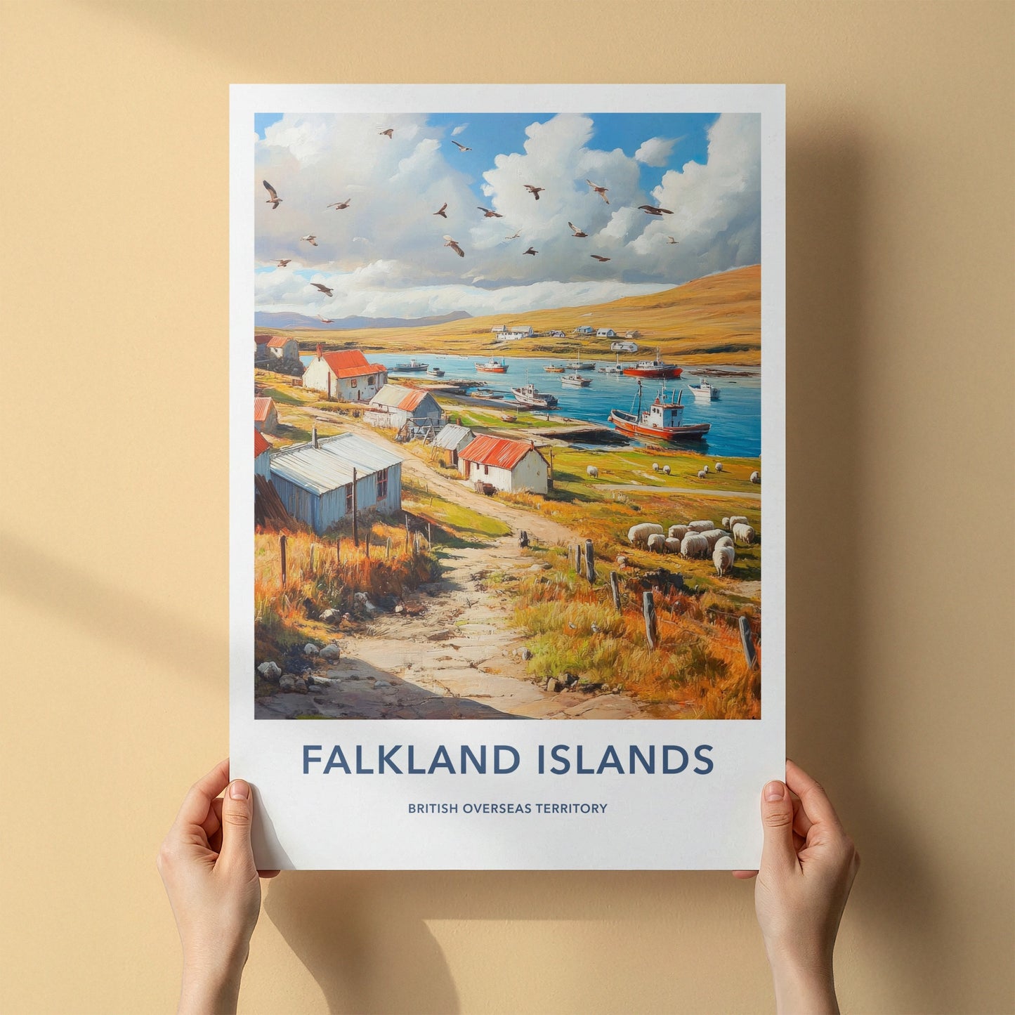 Falkland Islands Poster - Falkland Islands Wall Art - Pastoral Bay Scene Gift