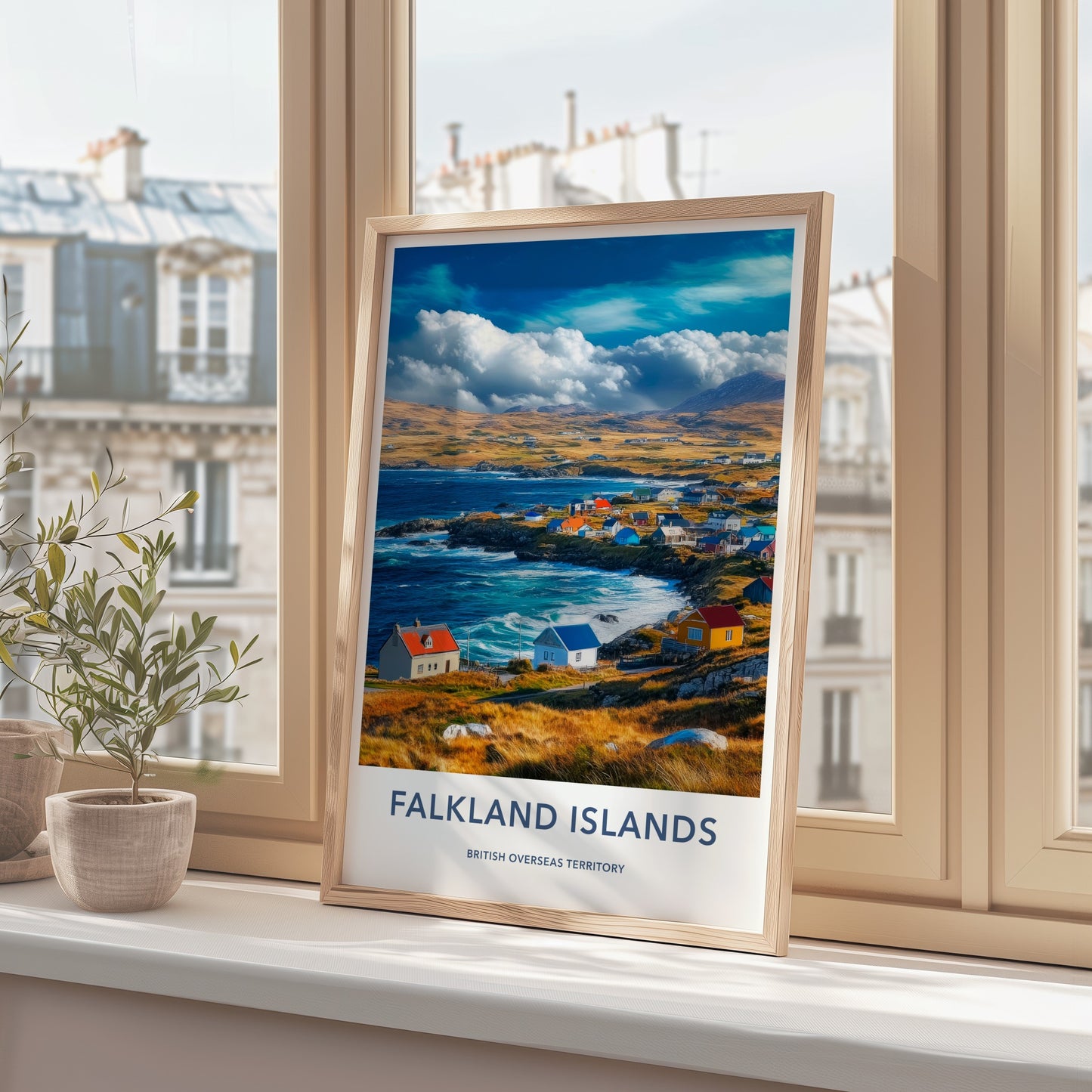 Falkland Islands Poster - United Kingdom Wall Art - Colorful Coastal Village Gift