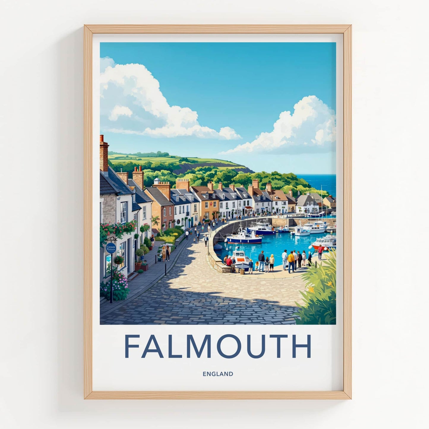 Falmouth Poster - England Travel Art - Historic harbor view Home Decor
