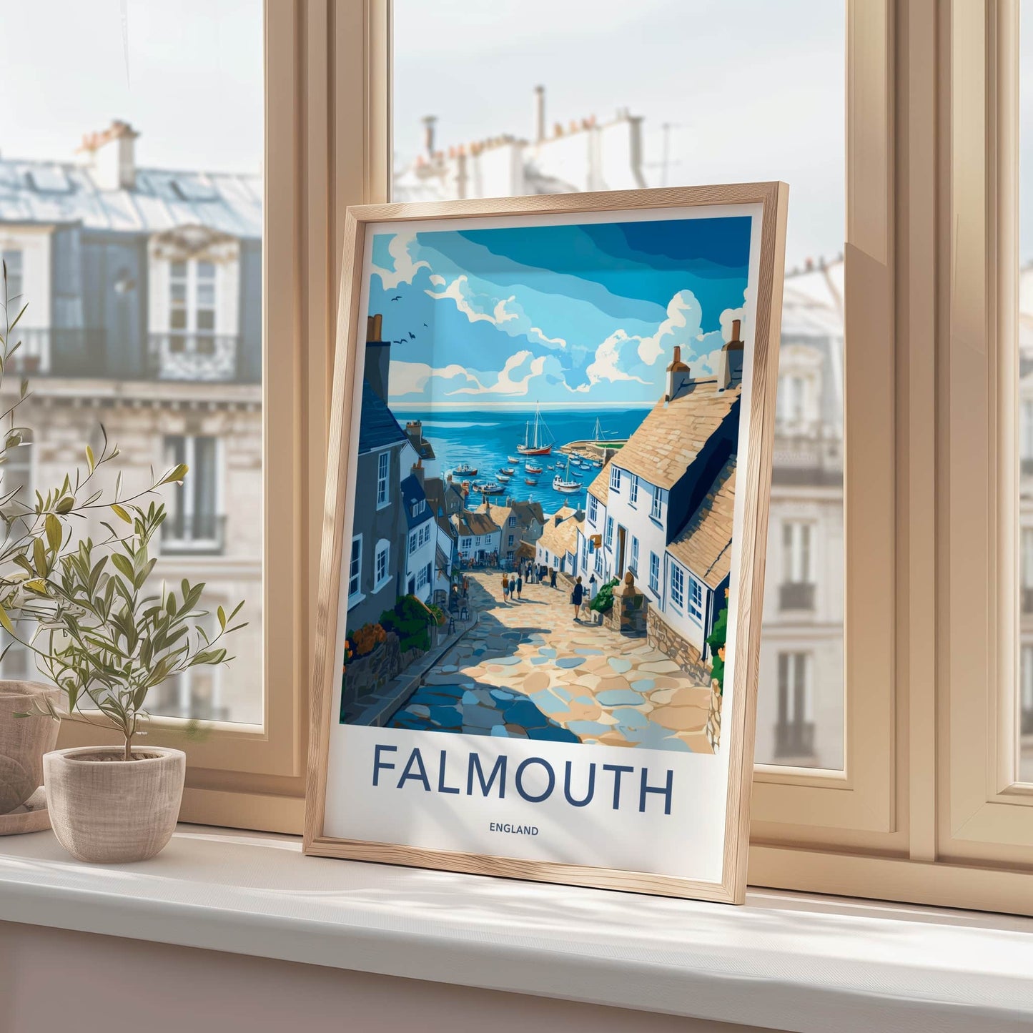 Falmouth Poster - England Travel Art - Quaint Village Harbor Home Decor