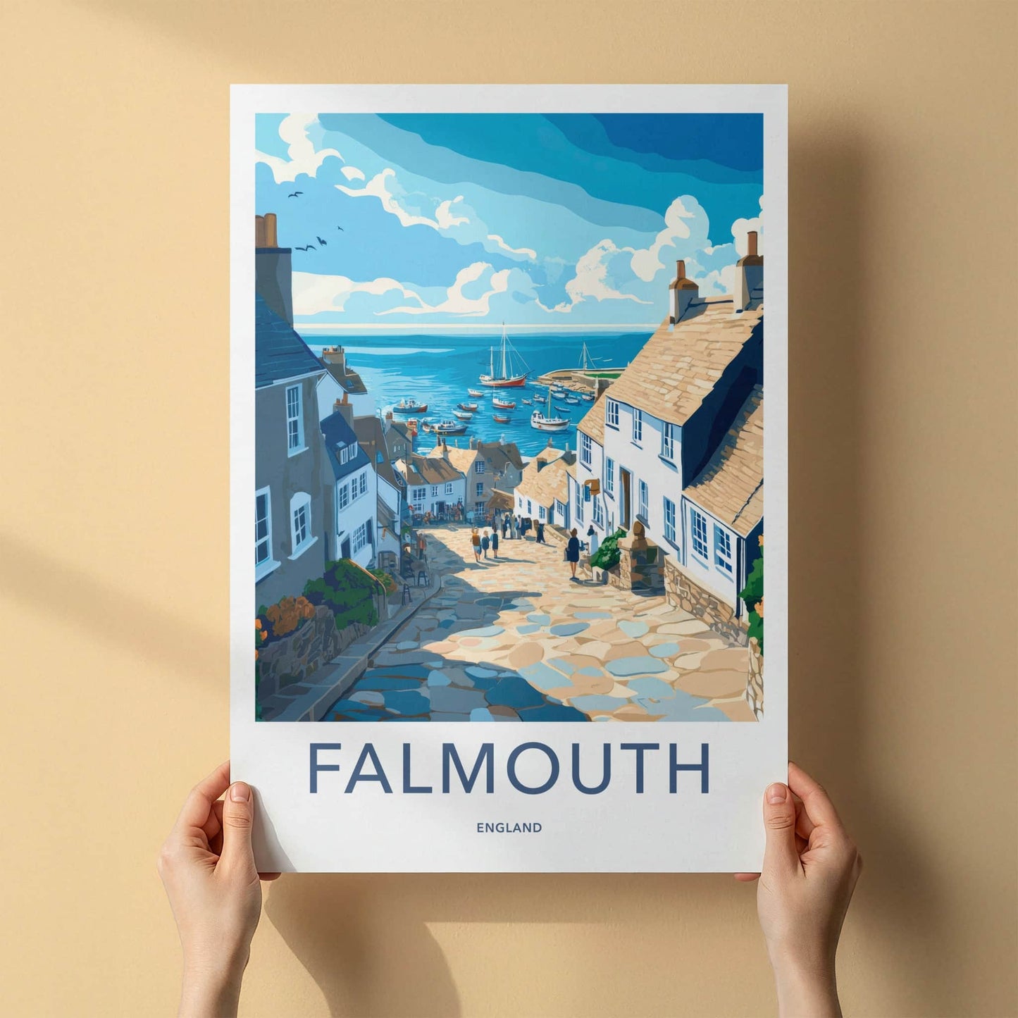 Falmouth Poster - England Travel Art - Quaint Village Harbor Home Decor