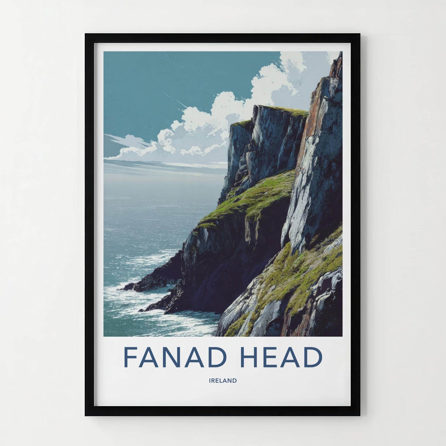 Fanad Head Poster - Ireland Travel Art - rugged ocean cliffs Home Decor