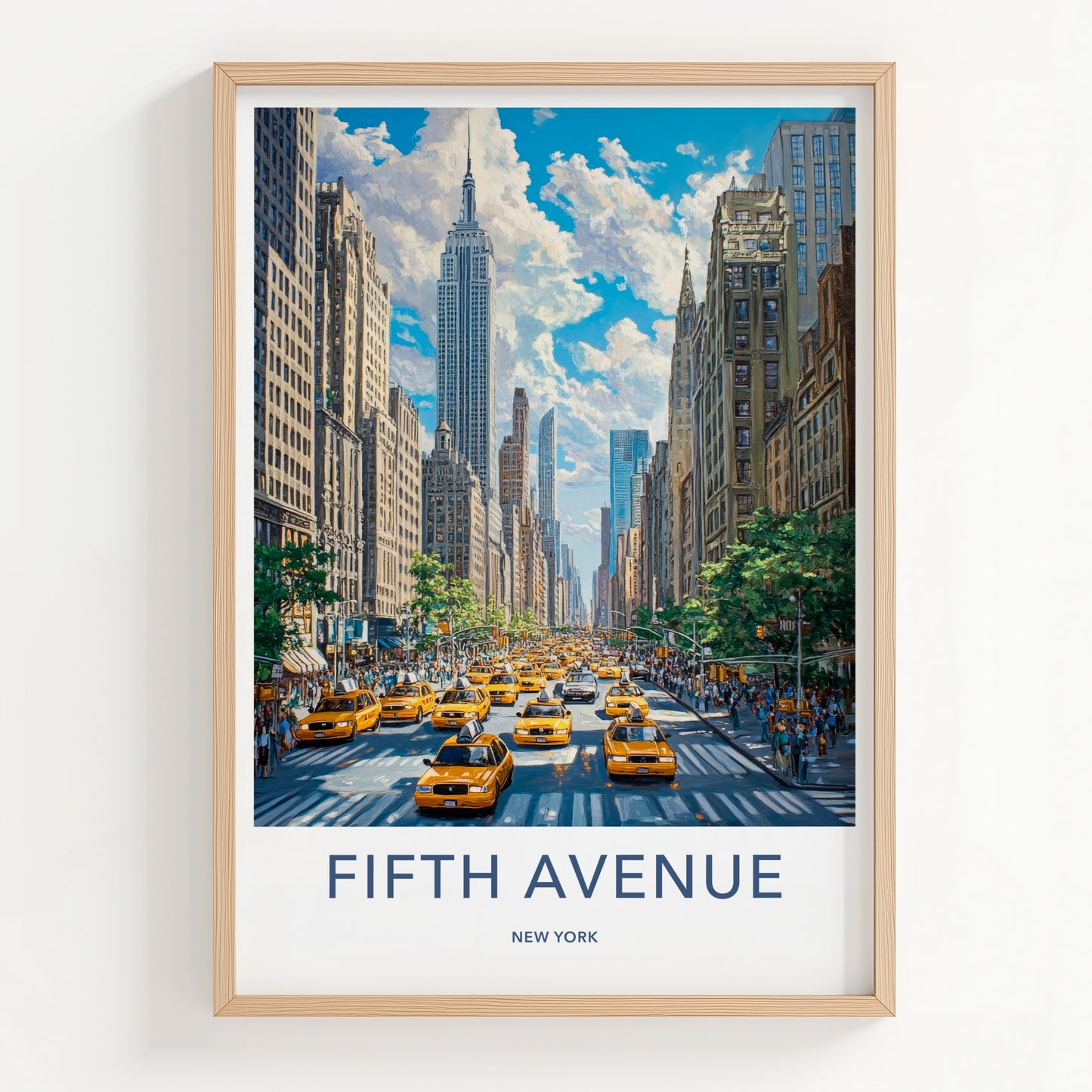 Fifth Avenue Poster - New York Travel Art - Empire Building Cabs Home Decor
