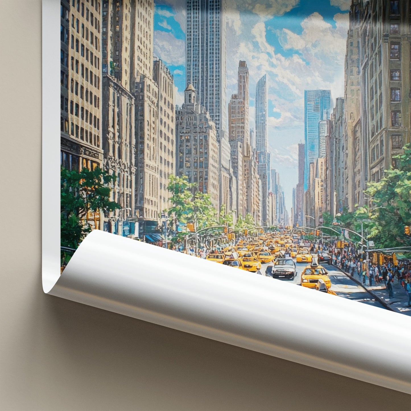 Fifth Avenue Poster - New York Travel Art - Empire Building Cabs Home Decor