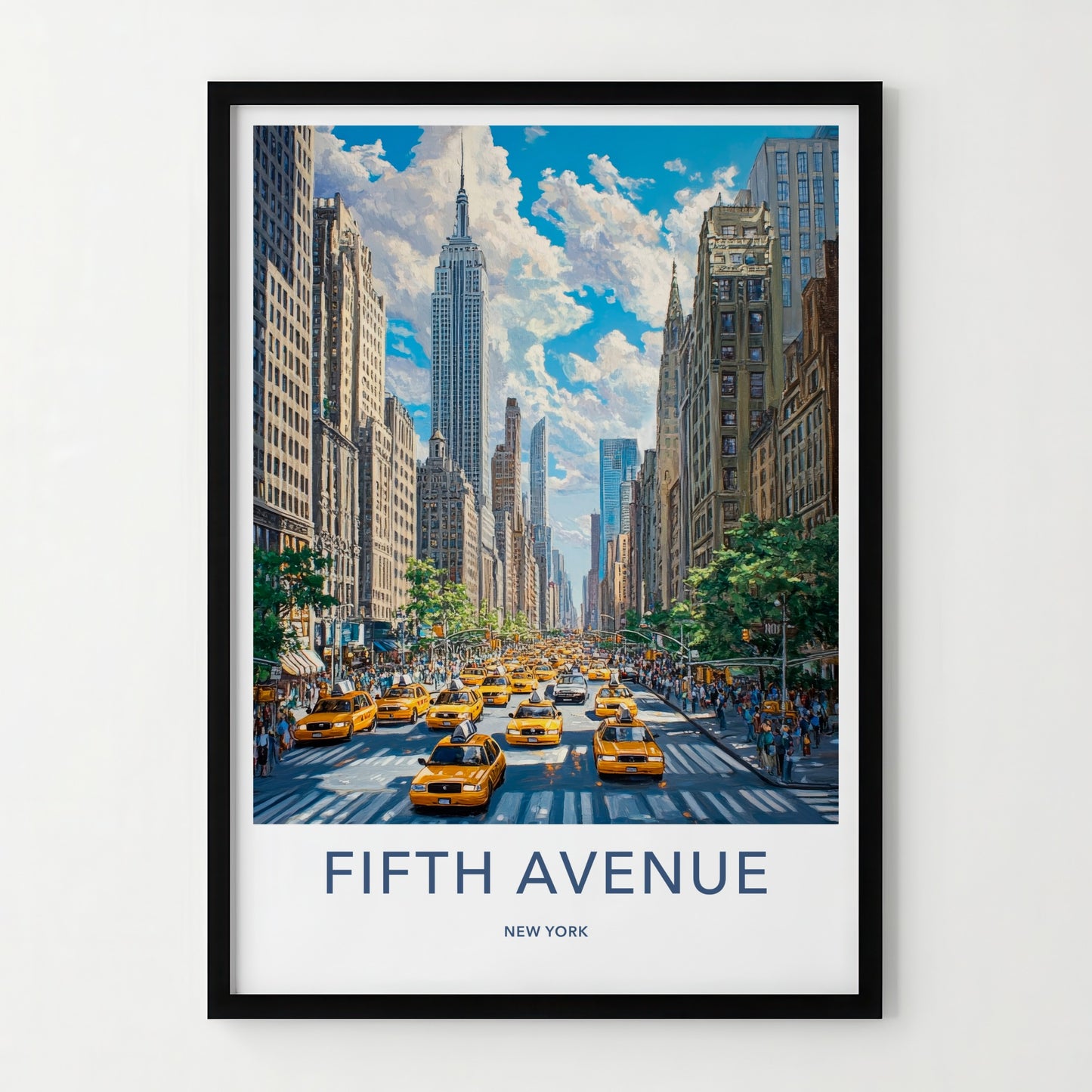 Fifth Avenue Poster - New York Travel Art - Empire Building Cabs Home Decor
