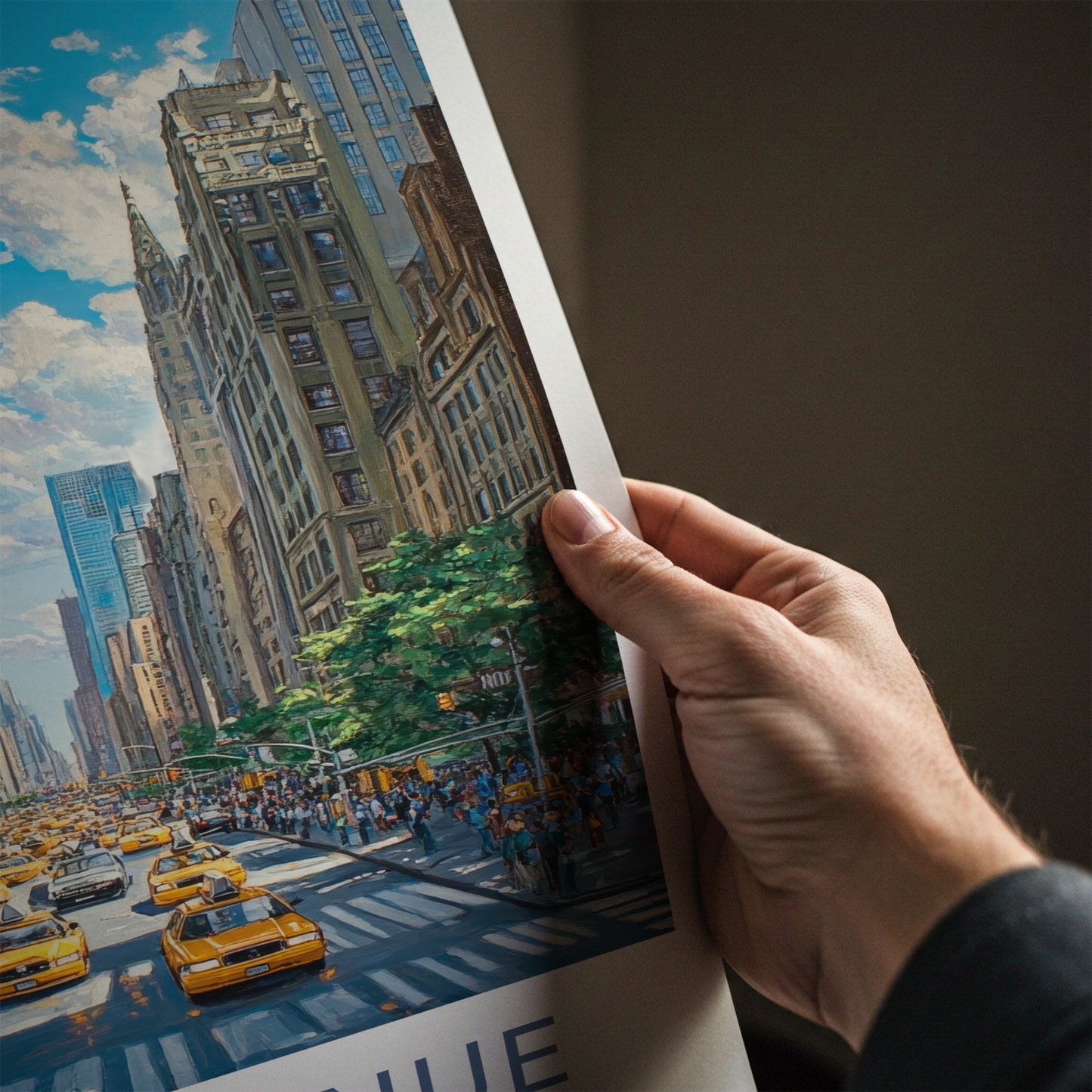 Fifth Avenue Poster - New York Travel Art - Empire Building Cabs Home Decor