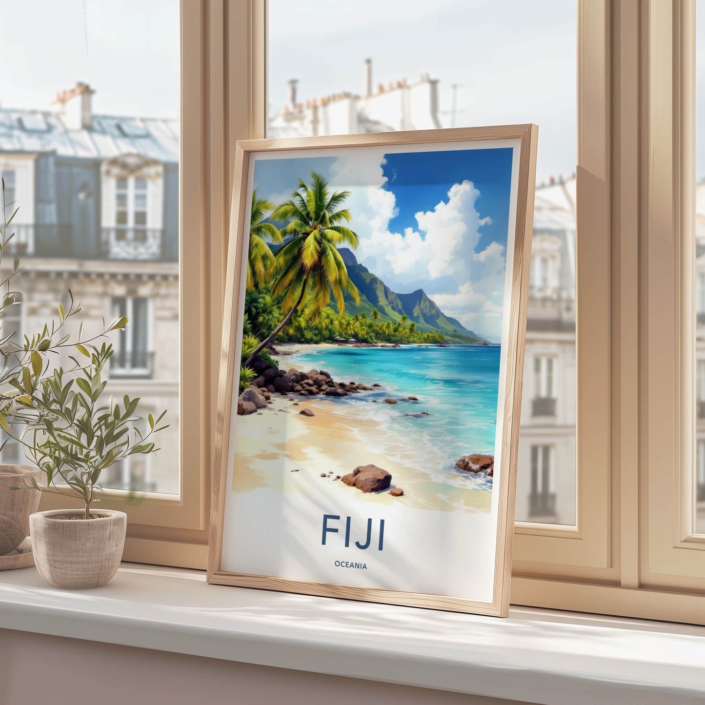 Fiji Poster - Oceania Travel Art - Tropical Beach Palms Home Decor
