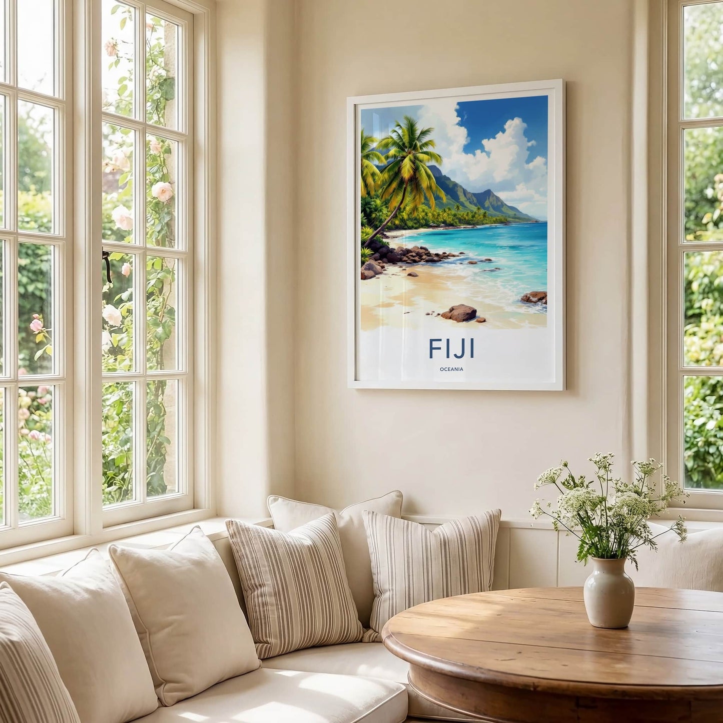 Fiji Poster - Oceania Travel Art - Tropical Beach Palms Home Decor