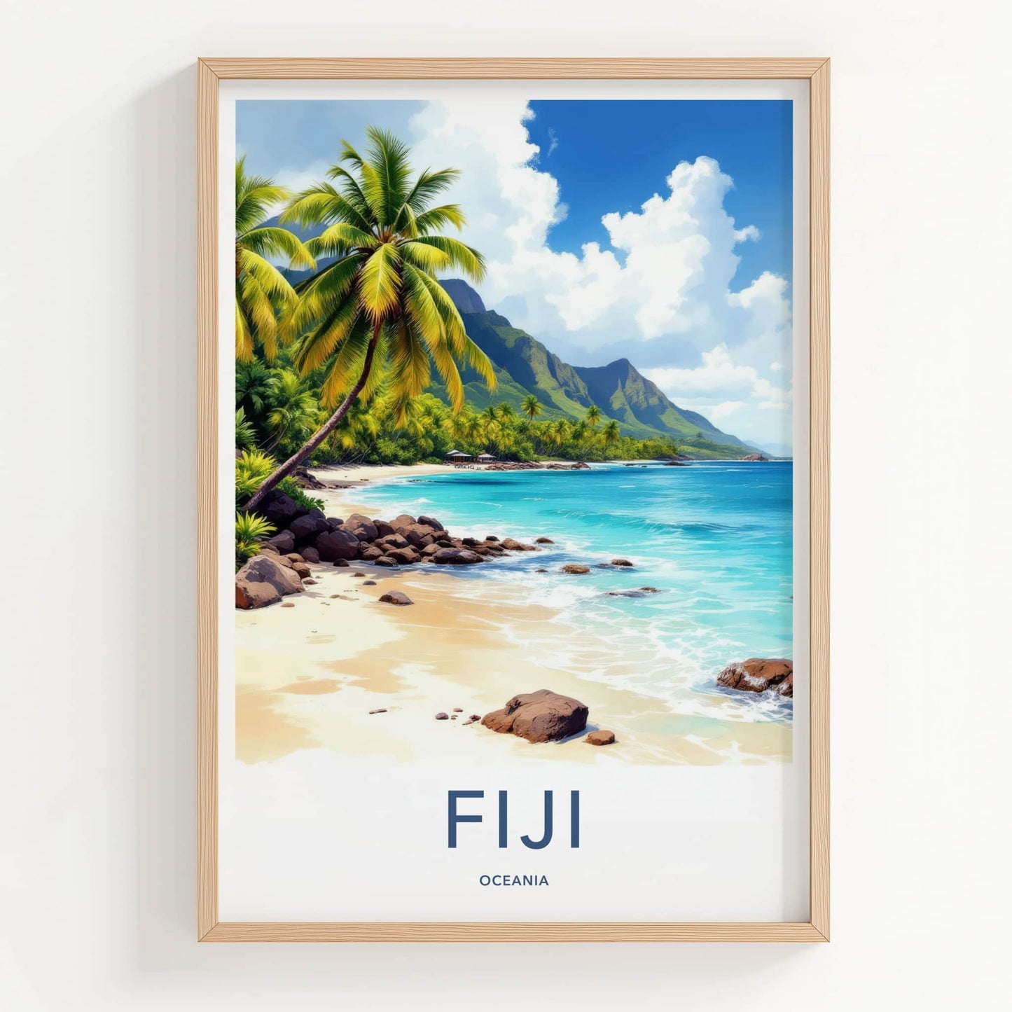 Fiji Poster - Oceania Travel Art - Tropical Beach Palms Home Decor