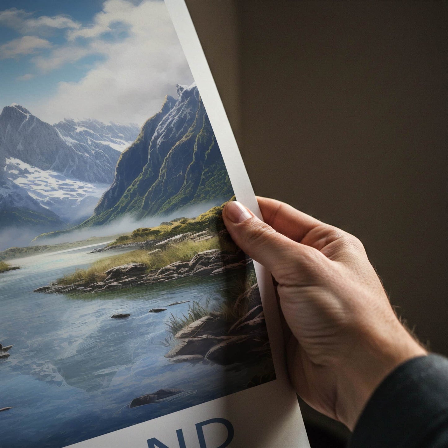 FIORDLAND Poster - New Zealand Travel Art - Majestic Glacier Stream Home Decor