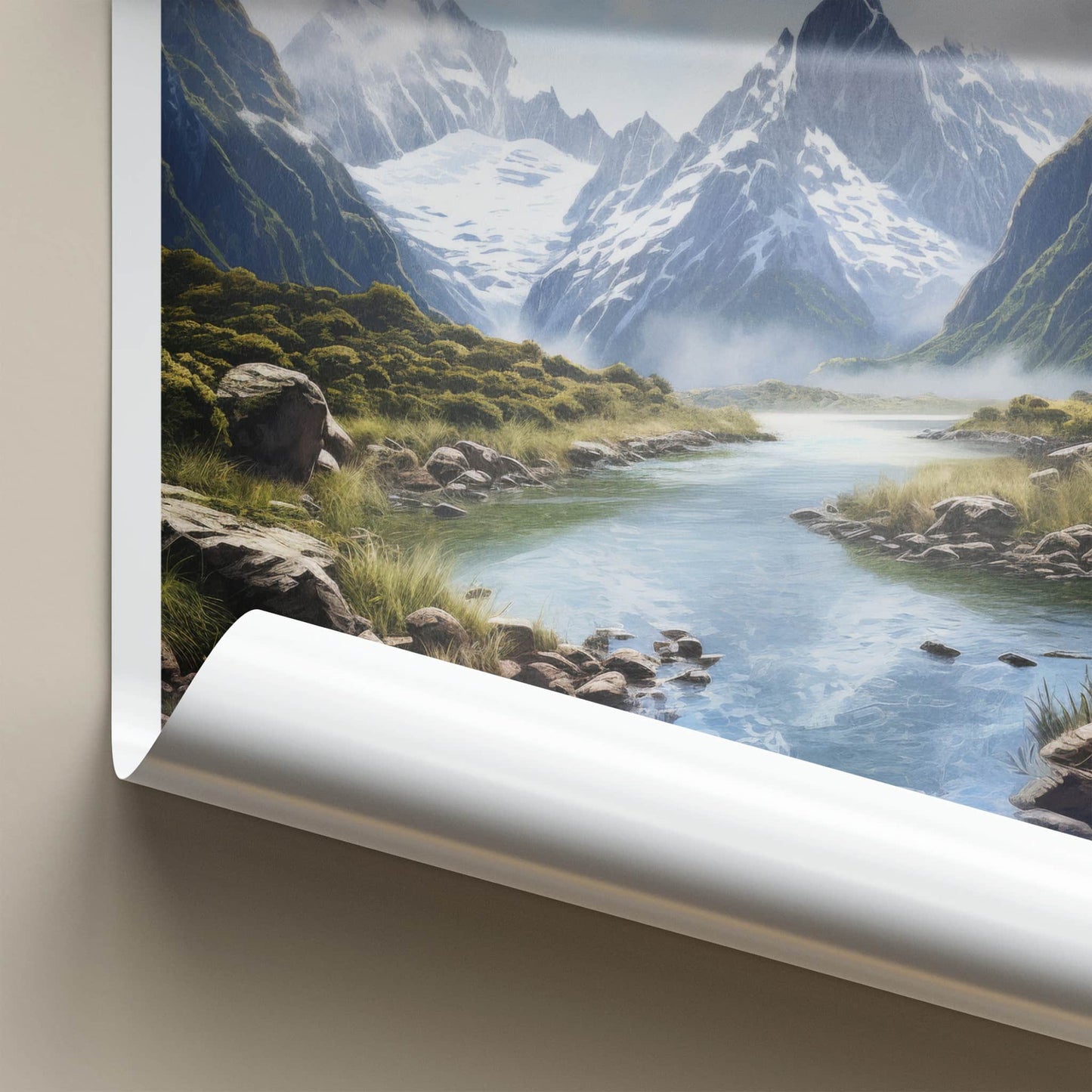 FIORDLAND Poster - New Zealand Travel Art - Majestic Glacier Stream Home Decor