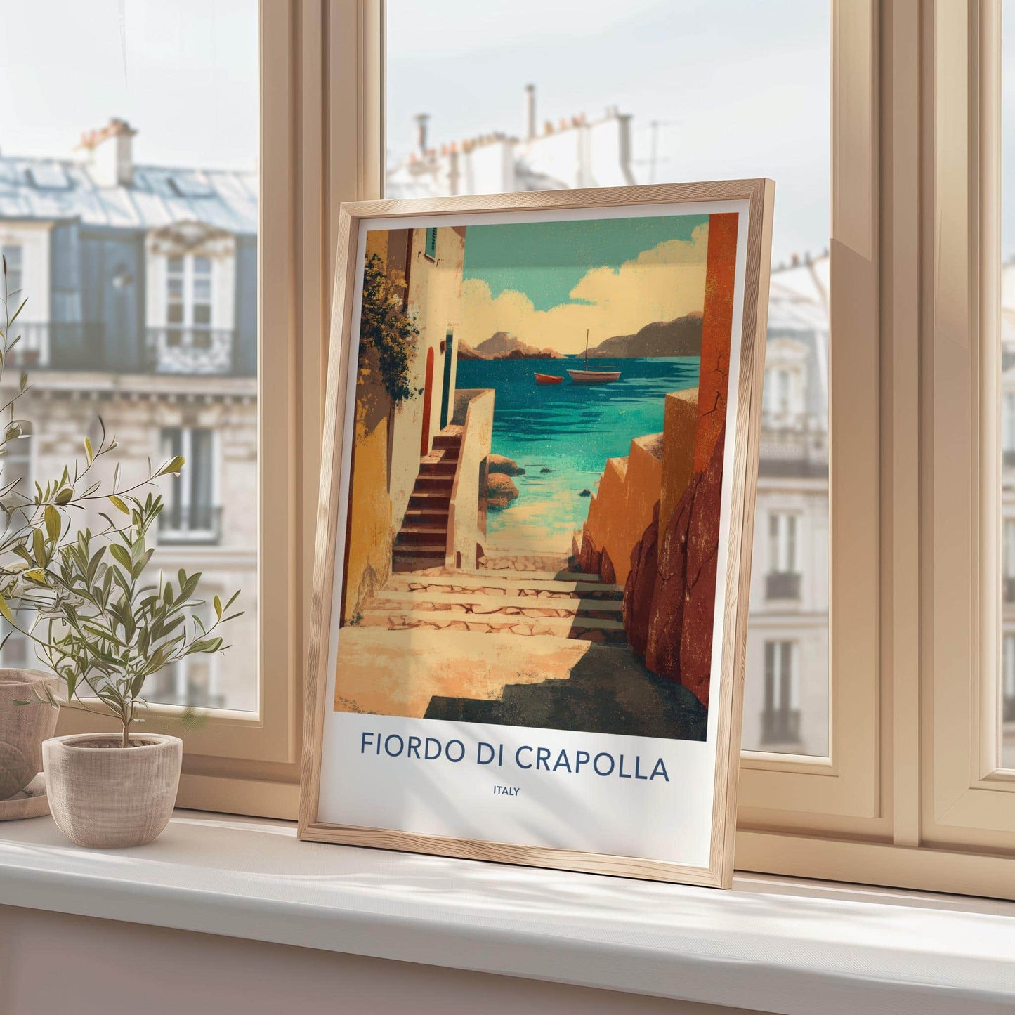Fiordo Di Crapolla Poster - Italy Travel Art - Ocean View Steps Home Decor