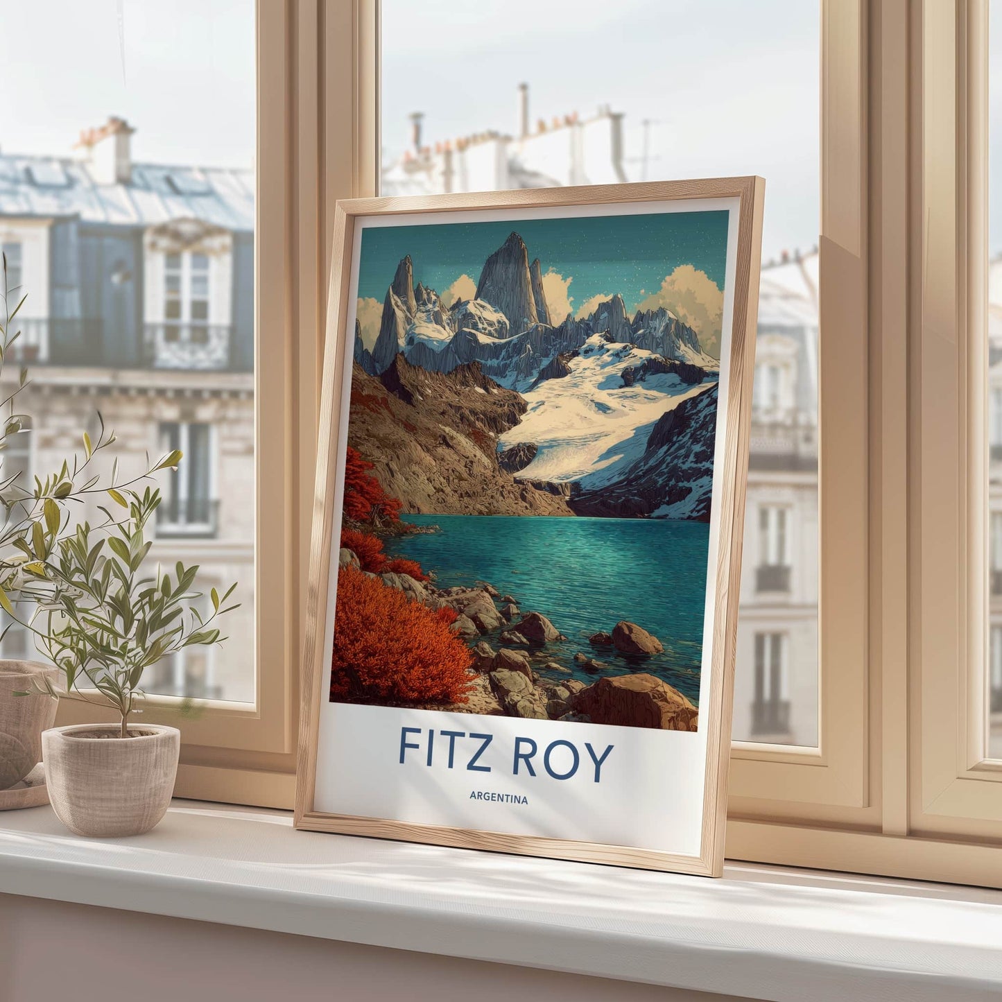 Fitz Roy Poster - Argentina Travel Art - Snow Capped Peaks Home Decor