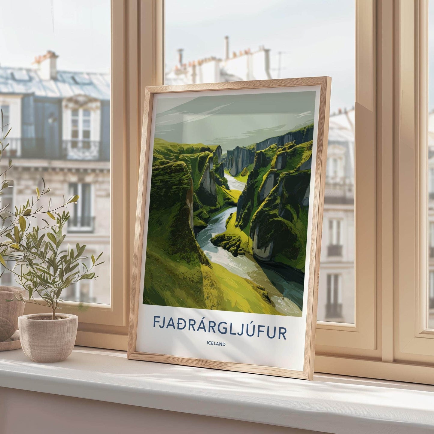 Fjadrarargljufur Poster - Iceland Travel Art - Verdant River Gorge Wall Decor