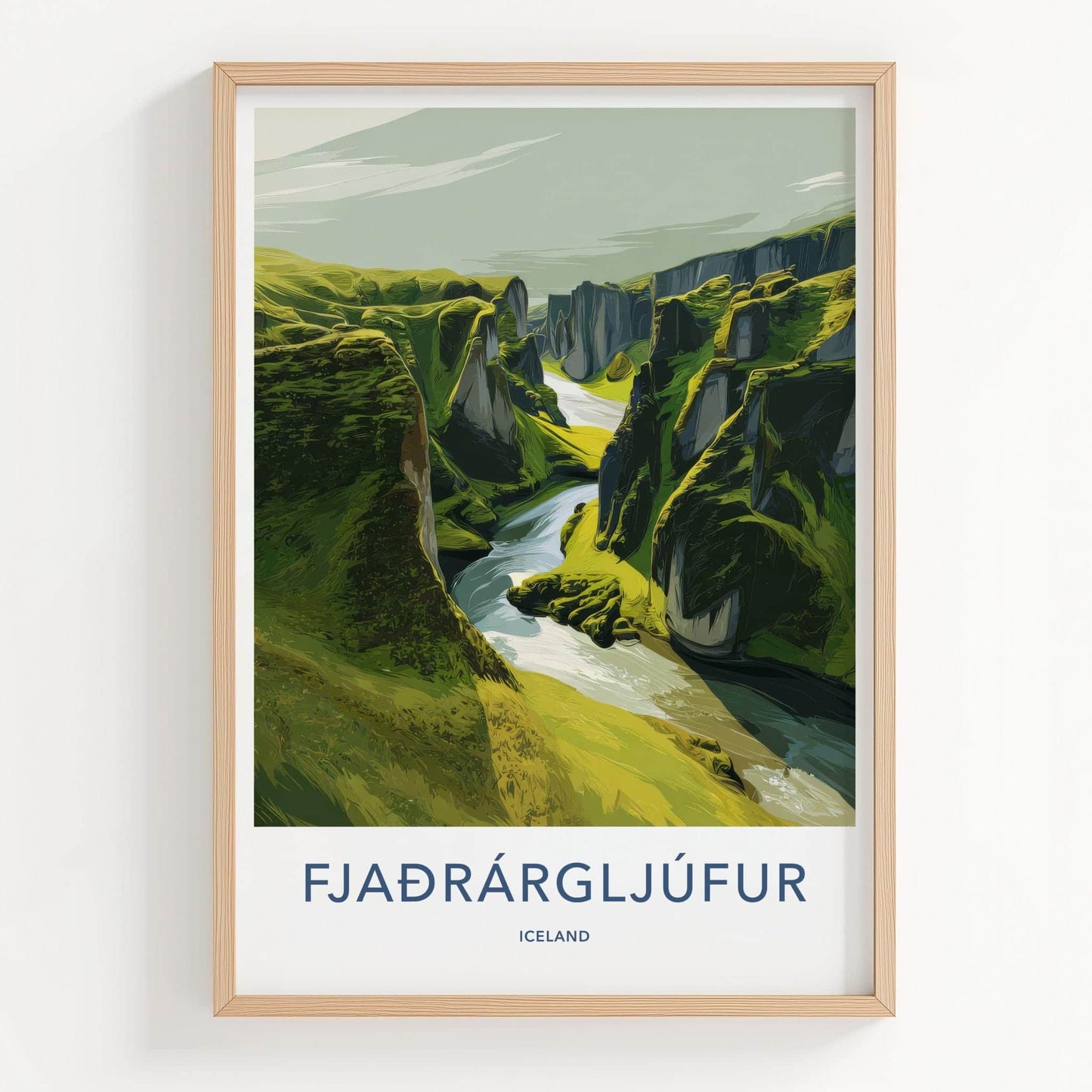 Fjadrarargljufur Poster - Iceland Travel Art - Verdant River Gorge Wall Decor