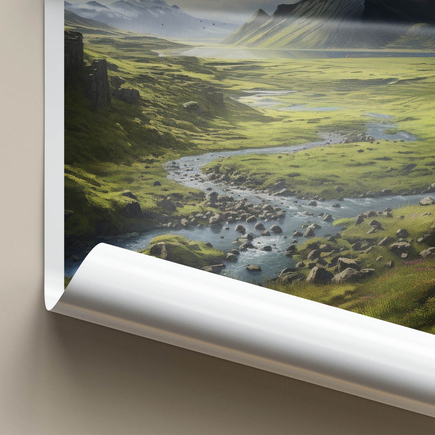 FJALLABAK Poster - Iceland Travel Art - Mountain River Landscape Home Decor