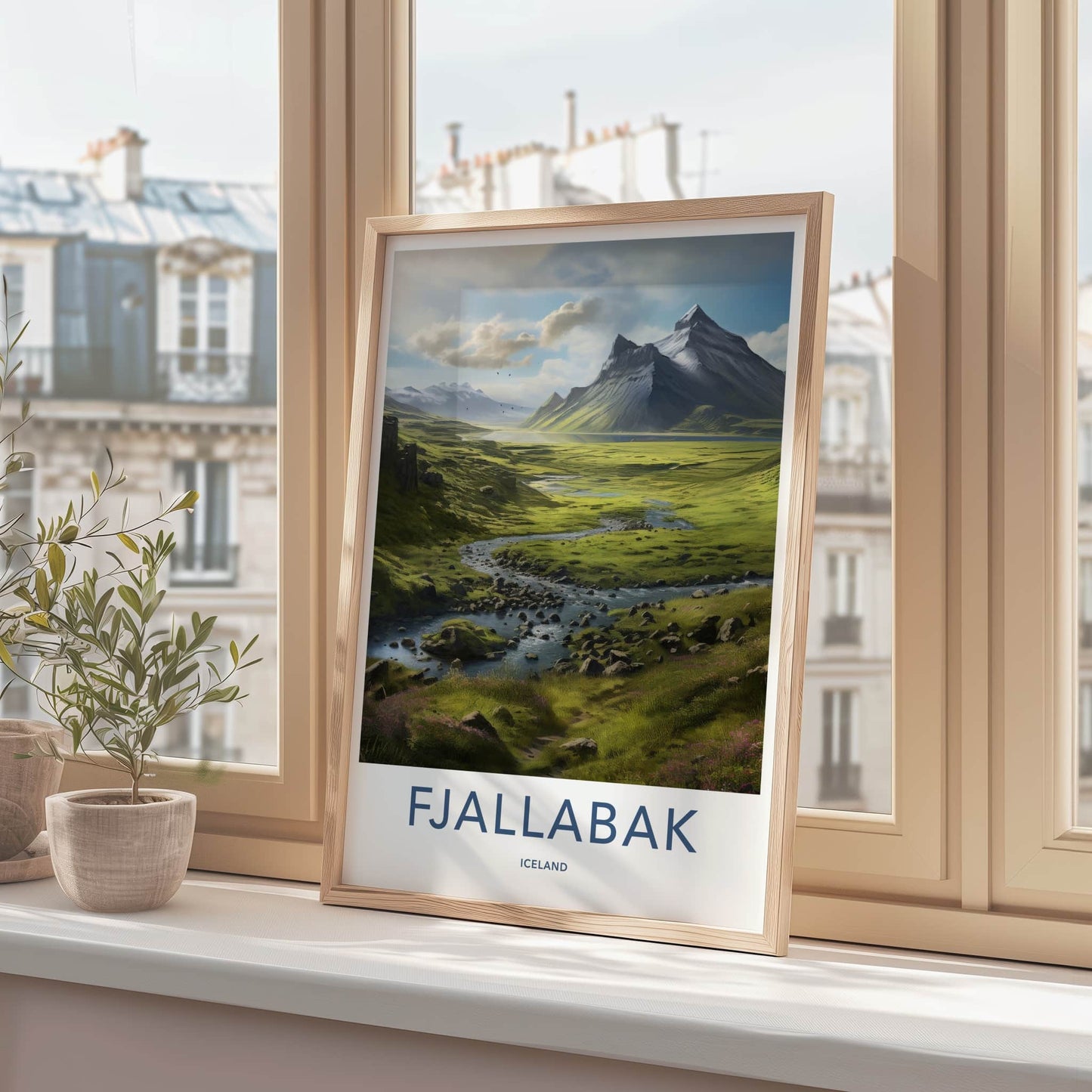 FJALLABAK Poster - Iceland Travel Art - Mountain River Landscape Home Decor