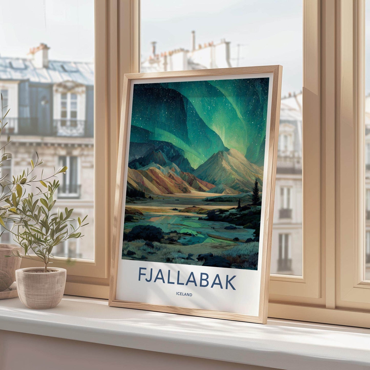 Fjallabak Poster - Iceland Travel Art - Northern Lights Reflection Wall Decor