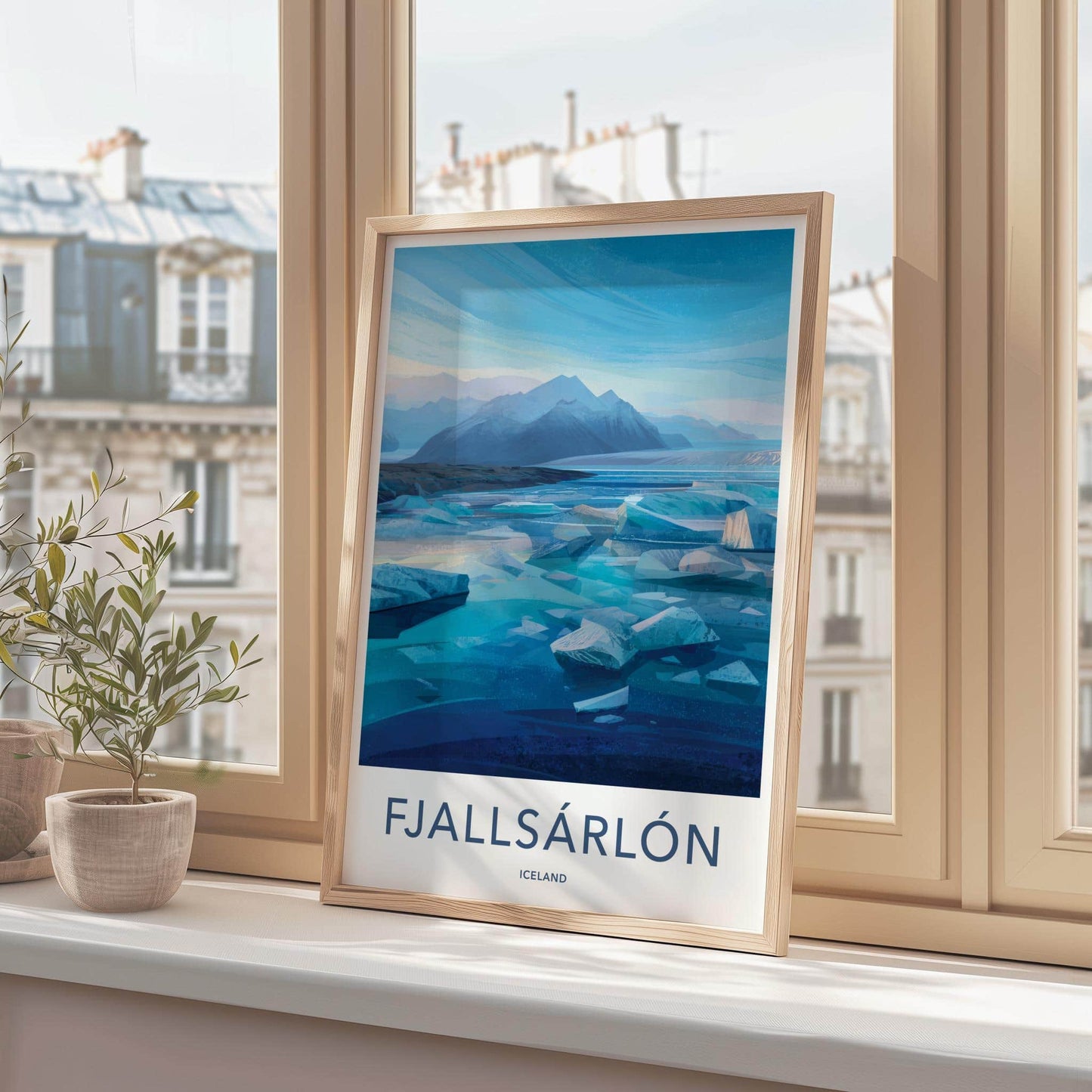 Fjallsarlon Poster - Iceland Travel Print - Icy glacial lagoon Wall Decor
