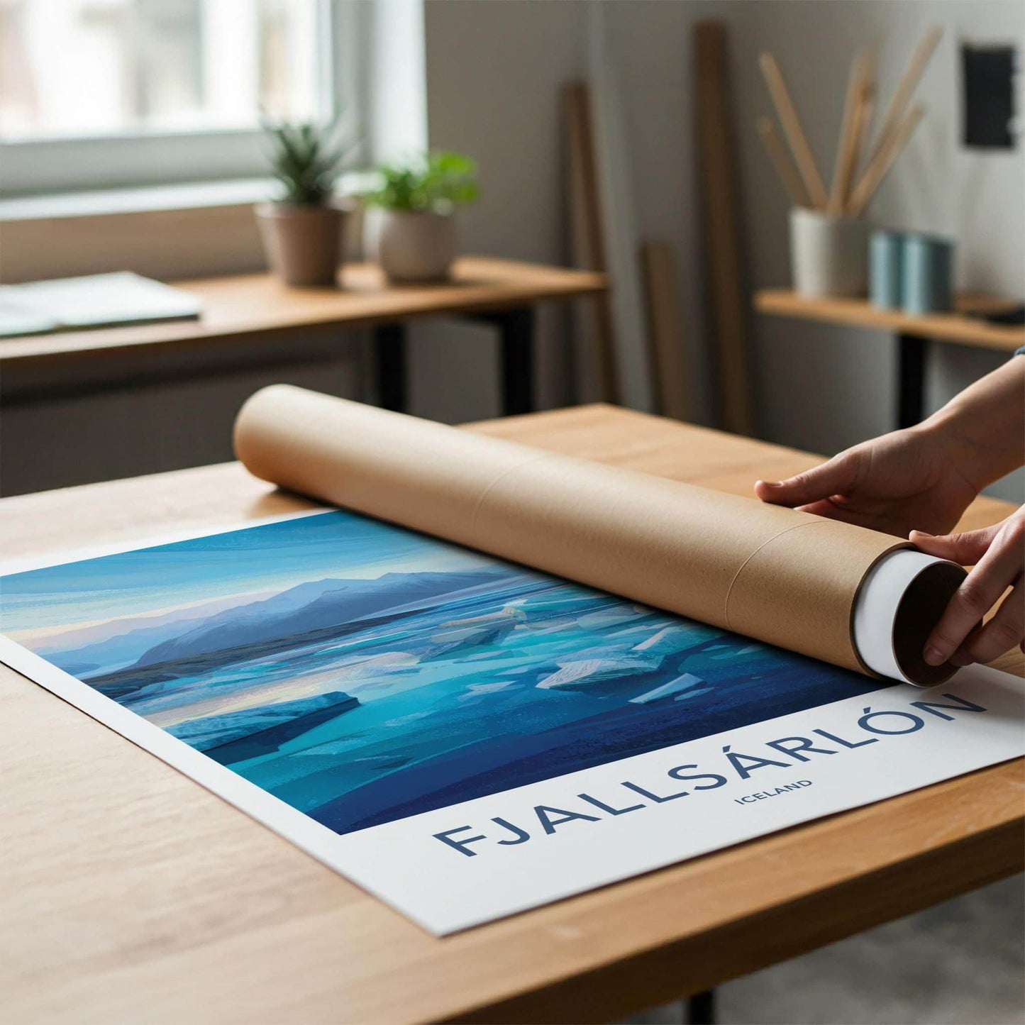 Fjallsarlon Poster - Iceland Travel Print - Icy glacial lagoon Wall Decor