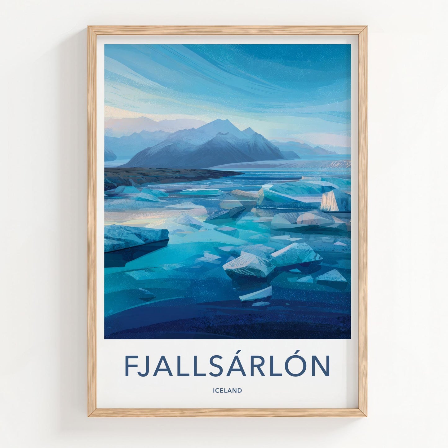 Fjallsarlon Poster - Iceland Travel Print - Icy glacial lagoon Wall Decor