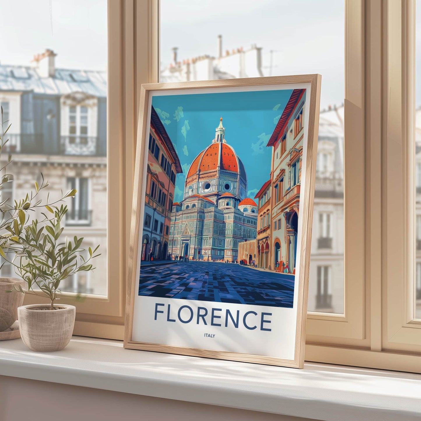 Florence Poster - Italy Travel Art - Duomo Cathedral Square Home Decor