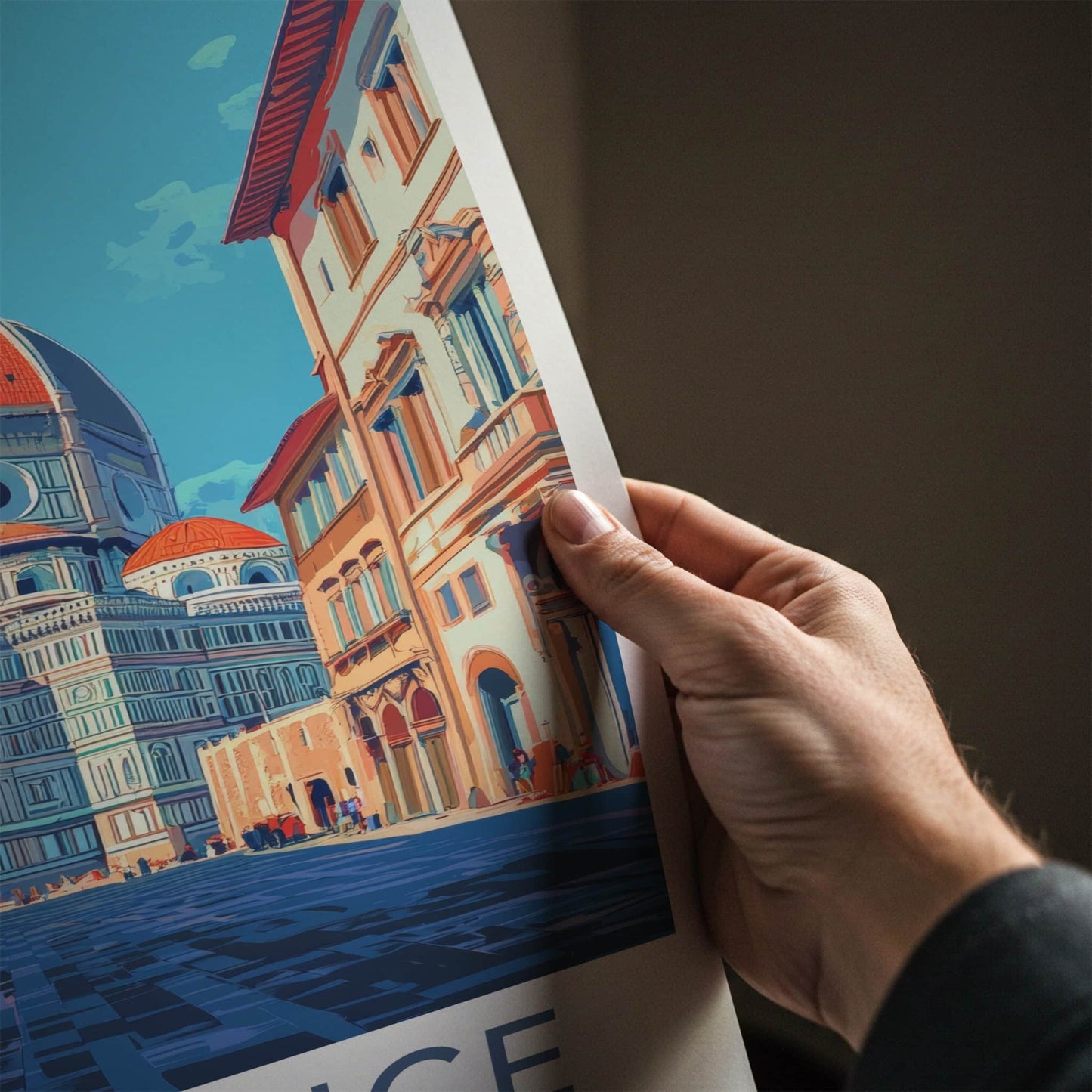 Florence Poster - Italy Travel Art - Duomo Cathedral Square Home Decor
