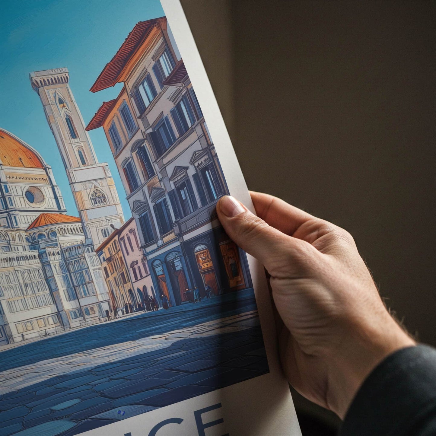 Florence Poster - Italy Travel Art - Grand Cathedral Dome Wall Decor