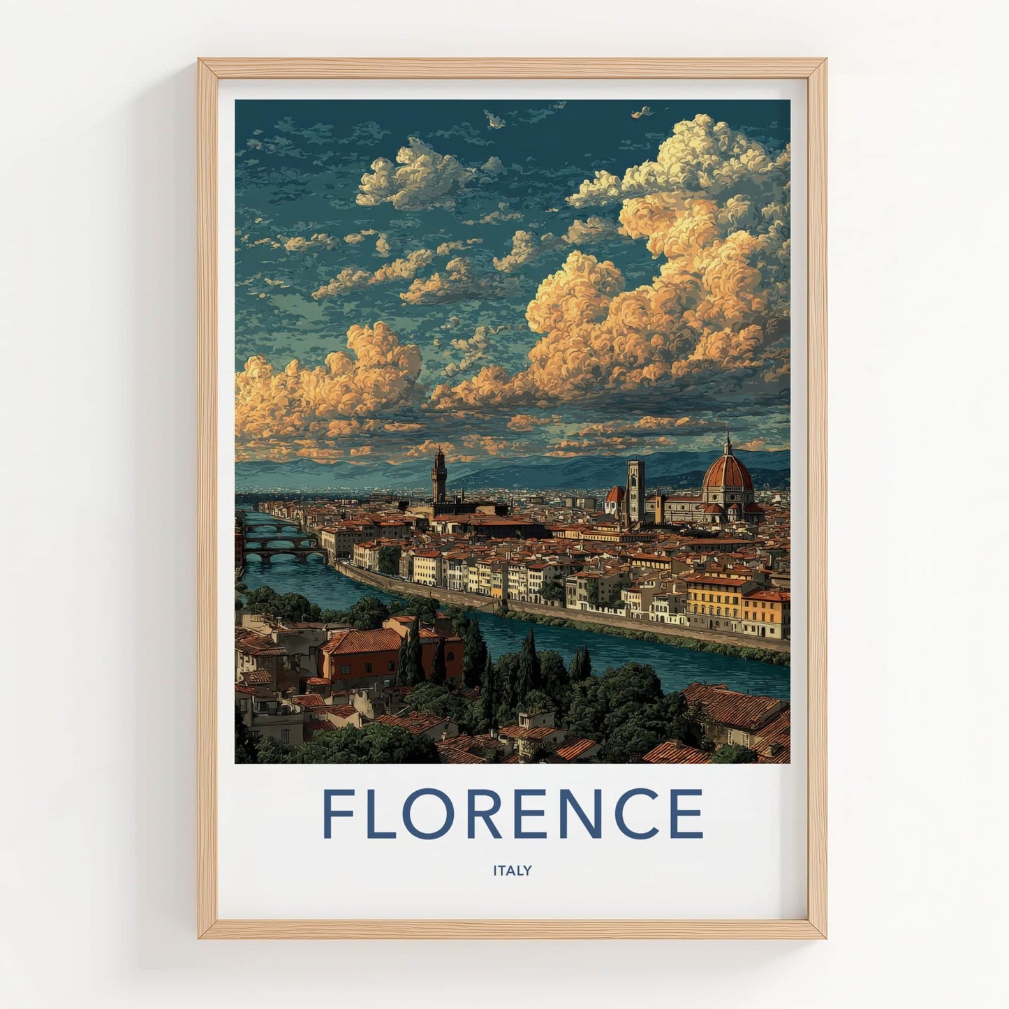 Florence Poster - Italy Wall Art - Historic Cityscape Dome Home Decor