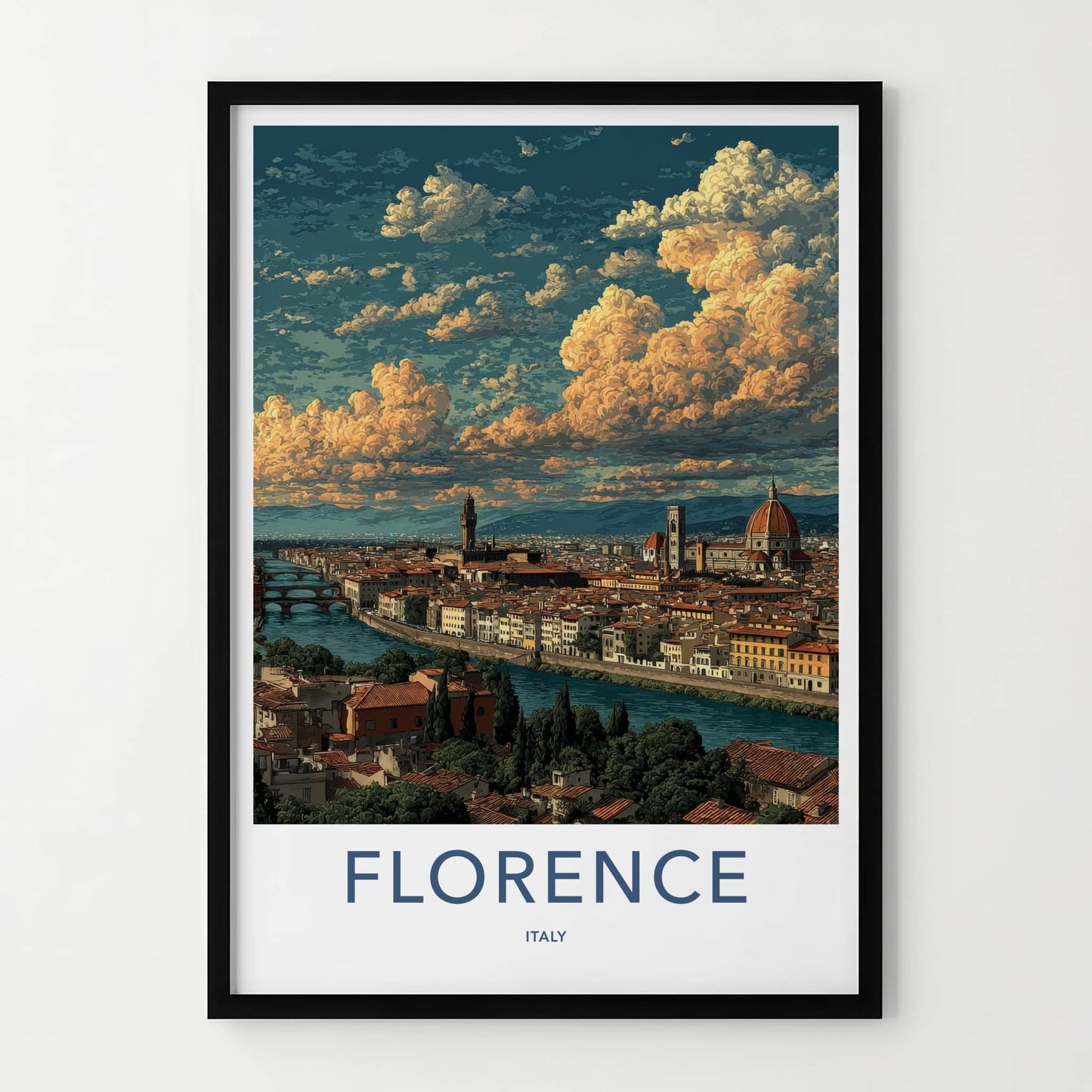Florence Poster - Italy Wall Art - Historic Cityscape Dome Home Decor