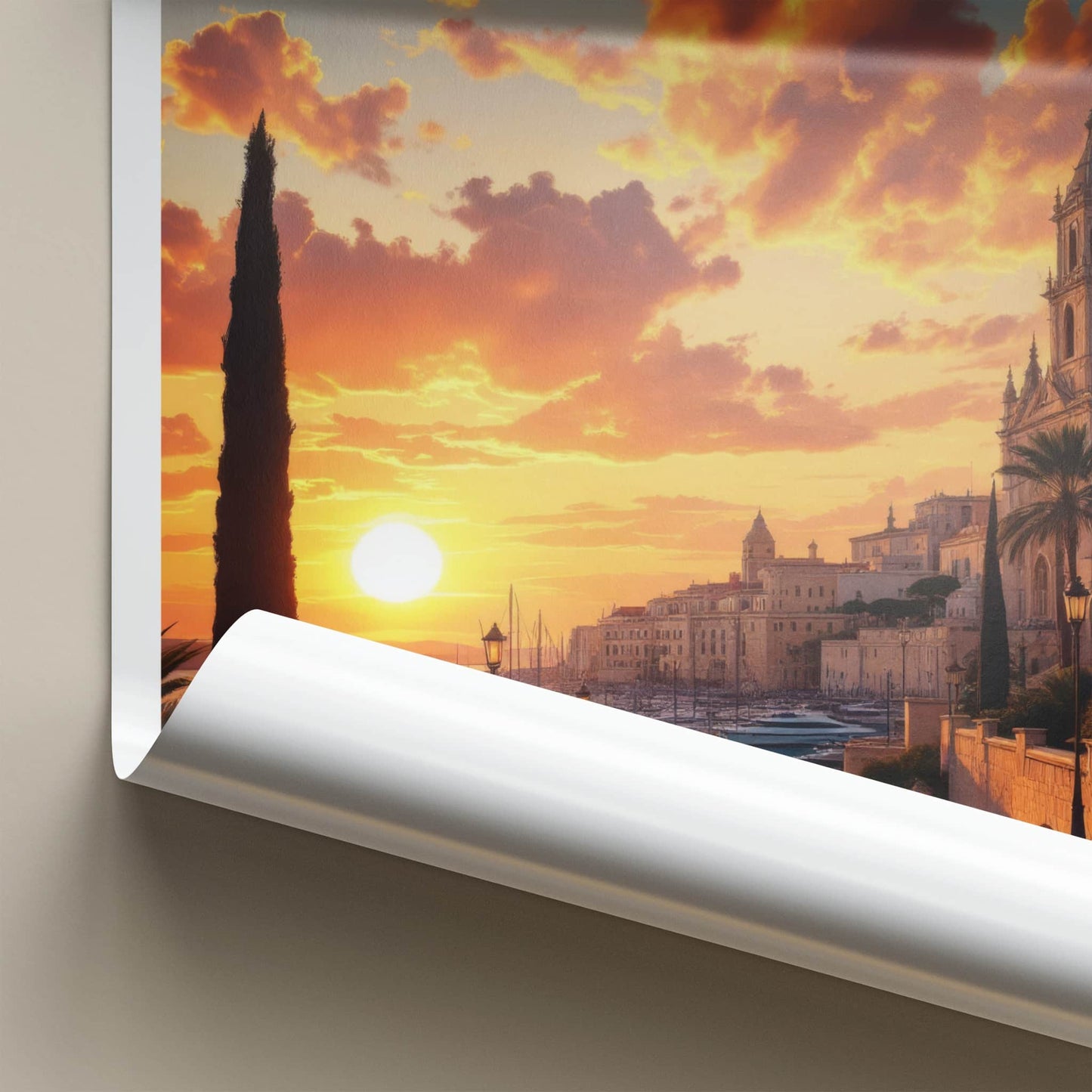 Floriana Poster - Malta Art Print - Coastal Sunset Church Wall Decor