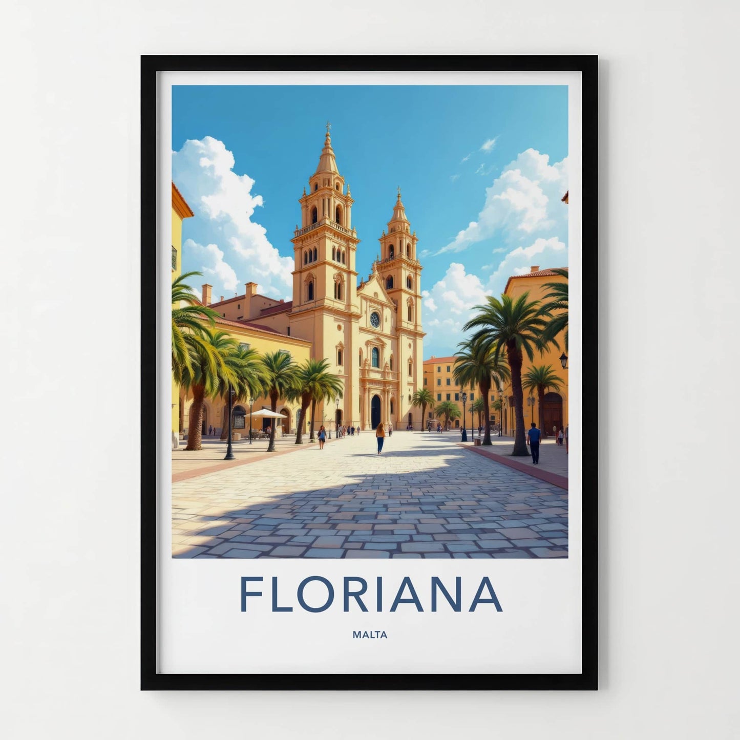 Floriana Poster - Malta Framed Print - Twin Tower Church Gallery Art