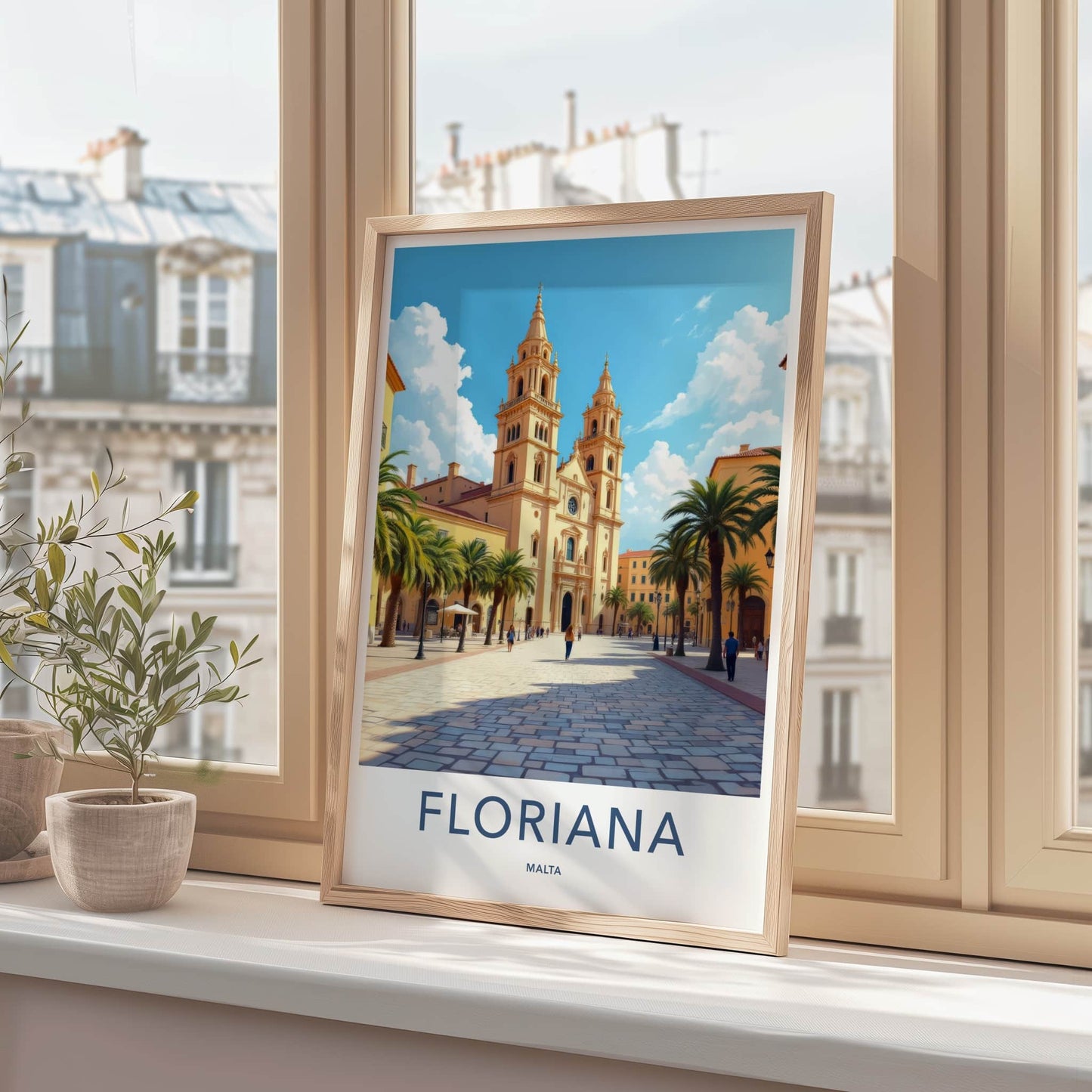 Floriana Poster - Malta Framed Print - Twin Tower Church Gallery Art