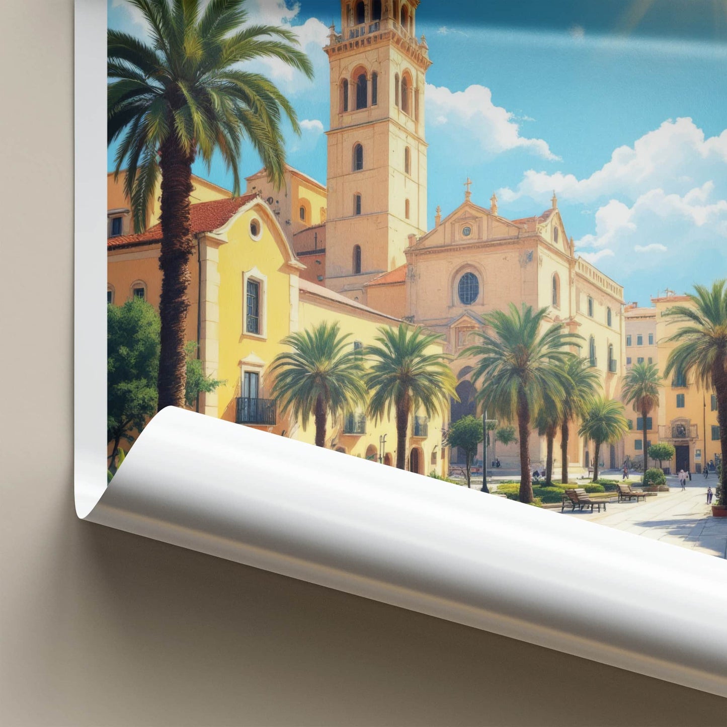 Floriana Poster - Malta Travel Print - Historic Church Square Wall Decor